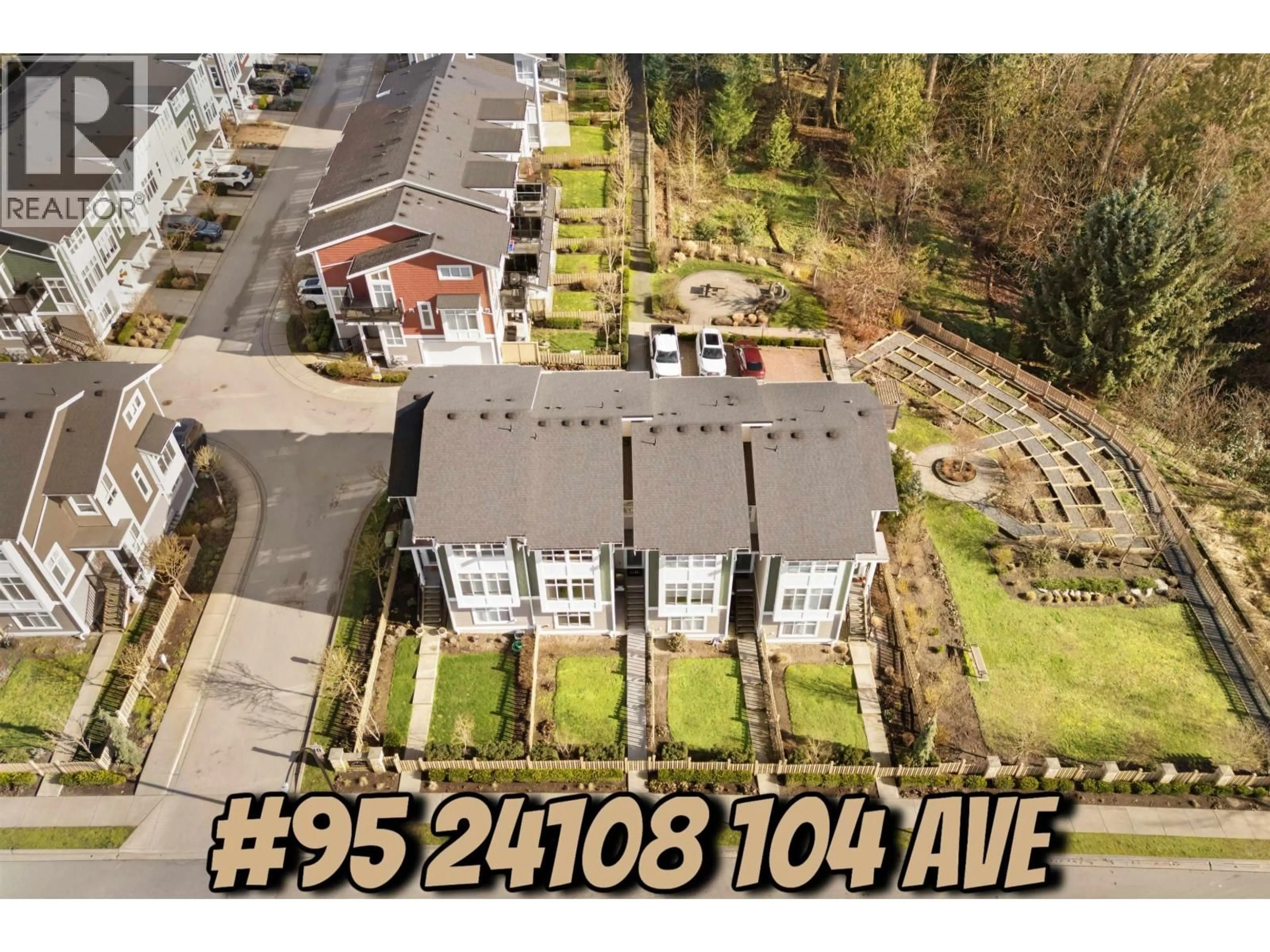 A pic from outside/outdoor area/front of a property/back of a property/a pic from drone, street for 95 - 24108 104 AVENUE, Maple Ridge British Columbia V2W0J5