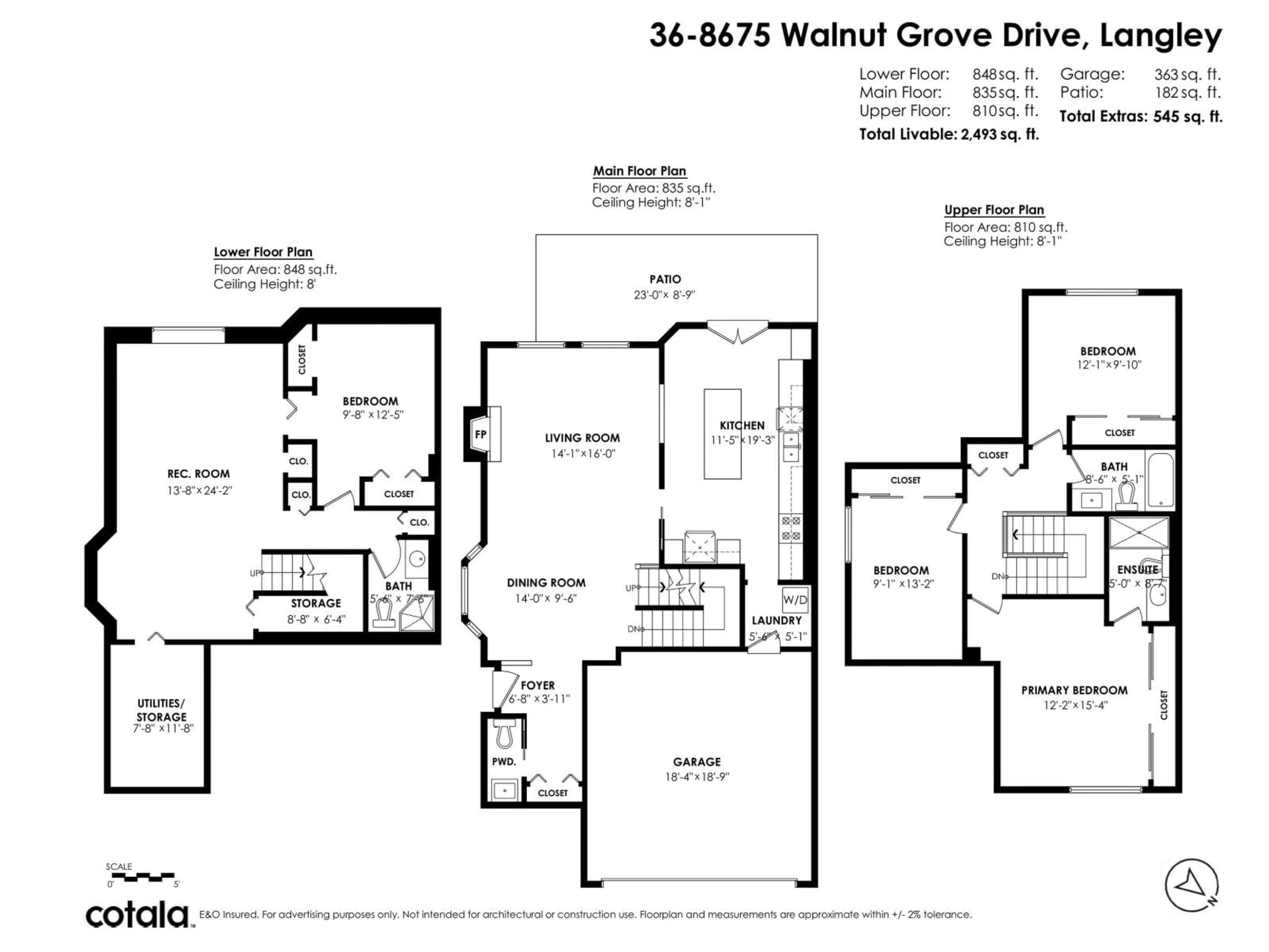Floor plan for 36 - 8675 WALNUT GROVE DRIVE, Langley British Columbia V1M2N6