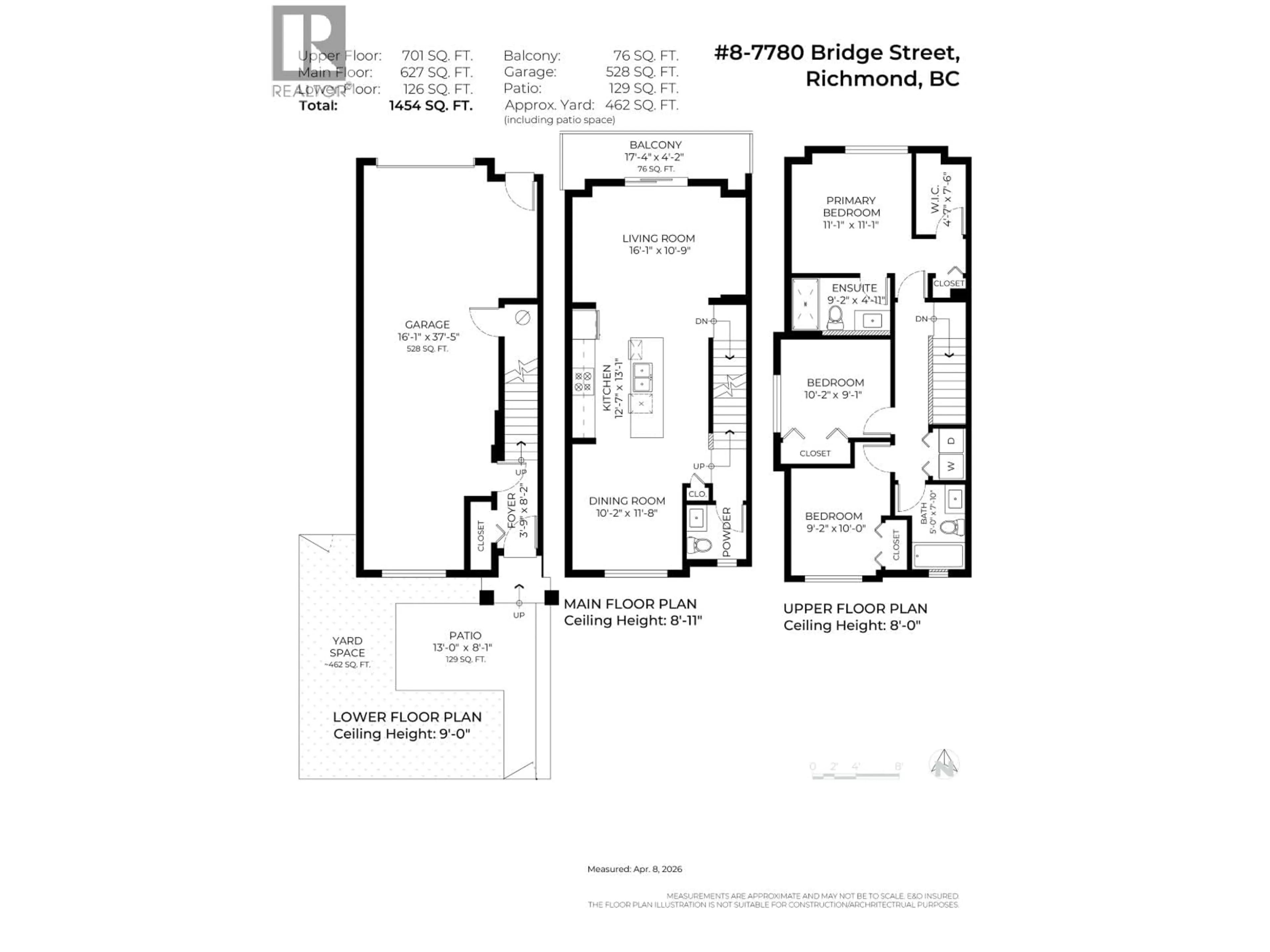 Floor plan for 8 - 7780 BRIDGE STREET, Richmond British Columbia V6Y0L2