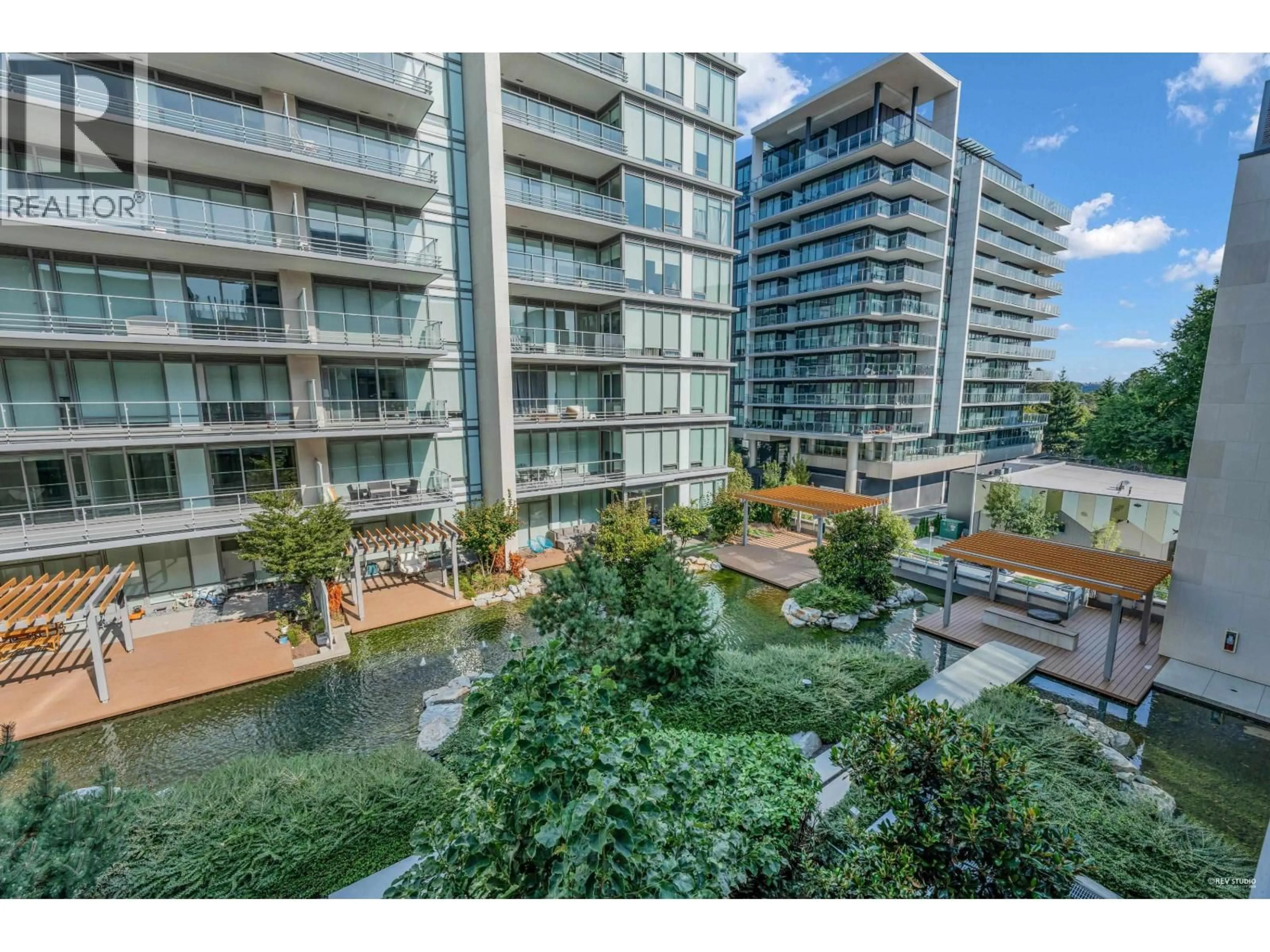 A pic from outside/outdoor area/front of a property/back of a property/a pic from drone, city buildings view from balcony for 403 - 6699 RIVER ROAD, Richmond British Columbia V7C0E6