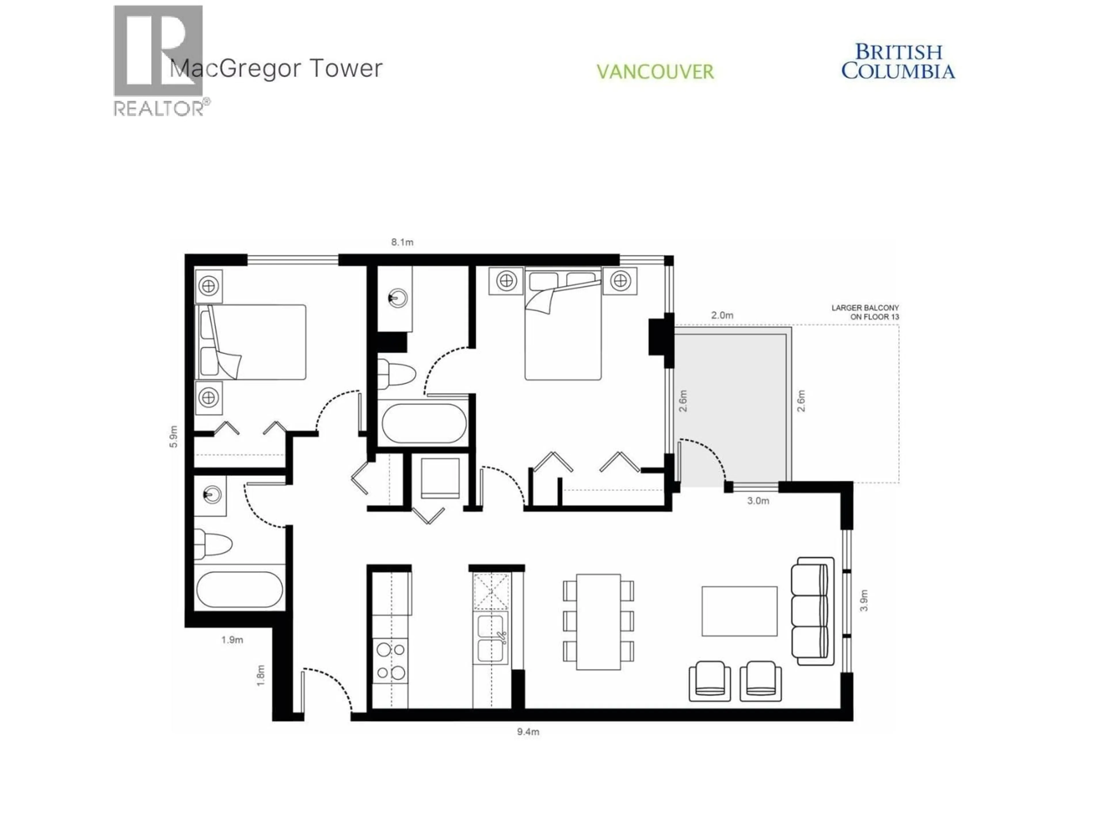 Floor plan for 1808 - 5189 GASTON STREET, Vancouver British Columbia V5R6C7