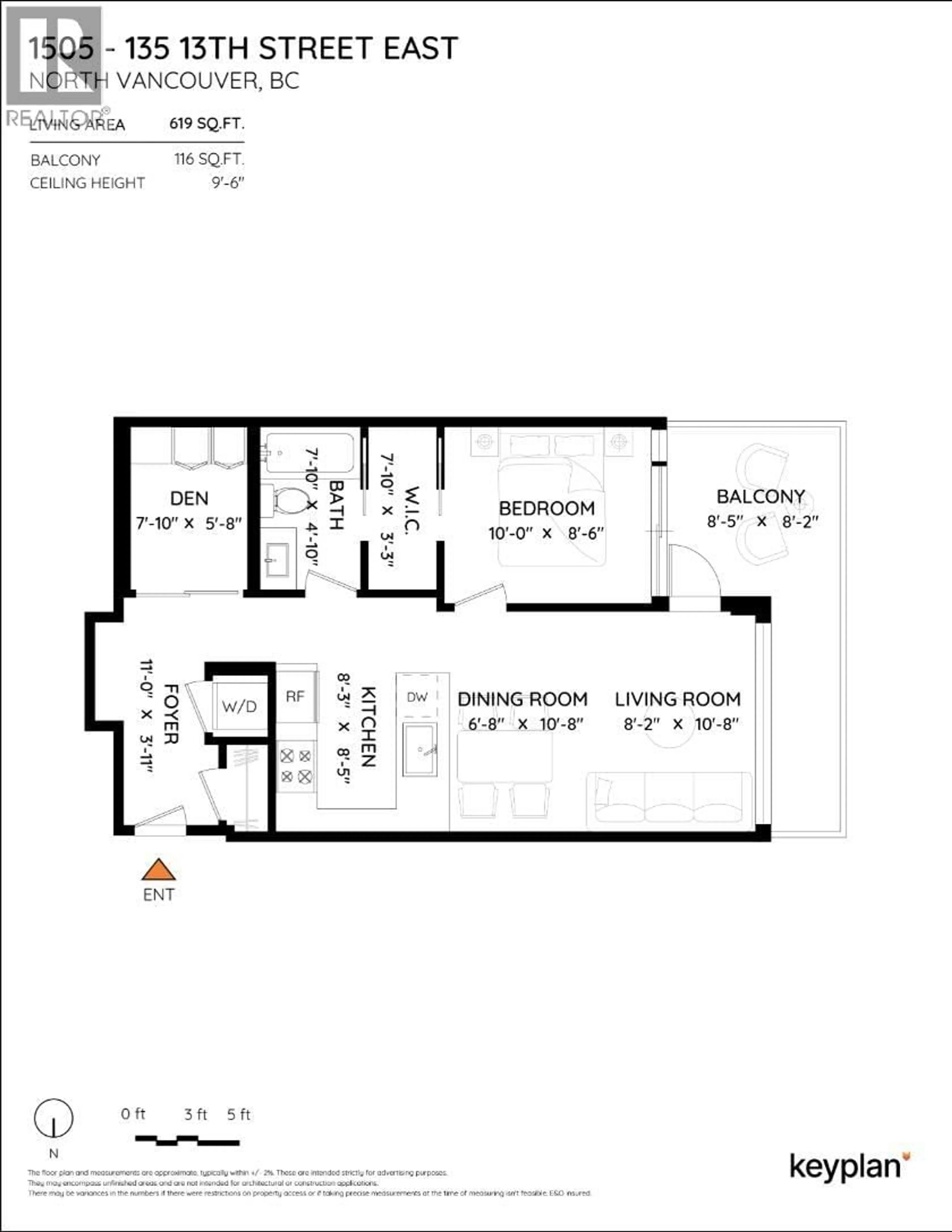 Floor plan for 1505 - 135 13TH STREET, North Vancouver British Columbia V7L0J8