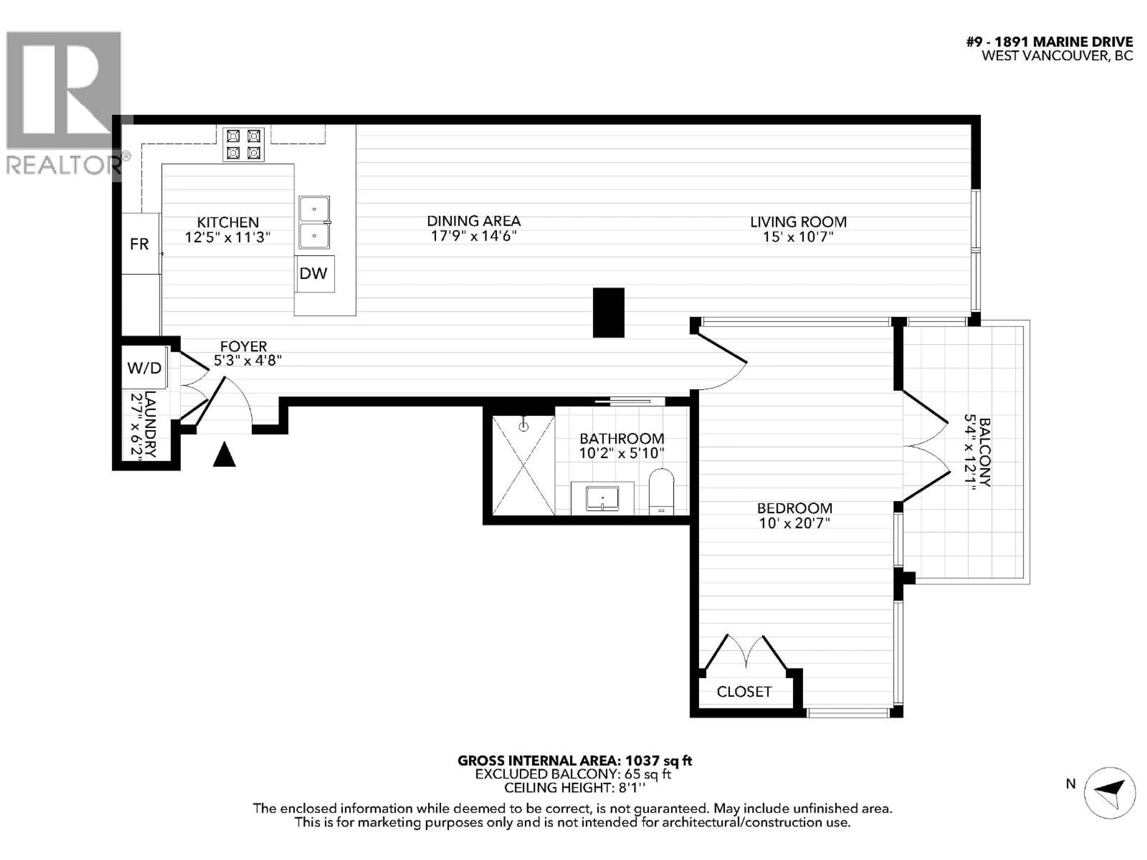 Floor plan for 9 - 1891 MARINE DRIVE, West Vancouver British Columbia V7V1J7
