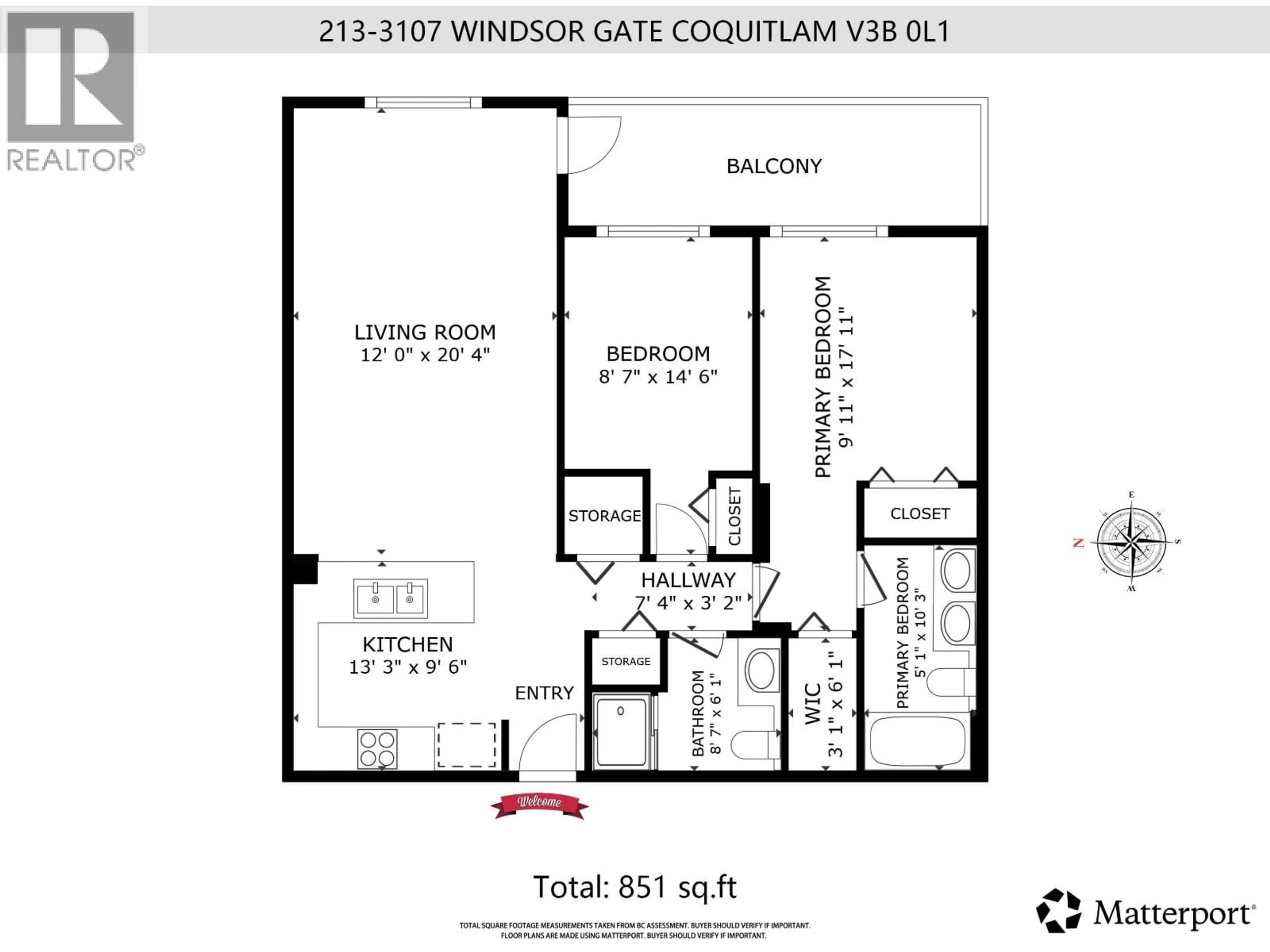 Floor plan for 213 - 3107 WINDSOR GATE, Coquitlam British Columbia V3B0L1