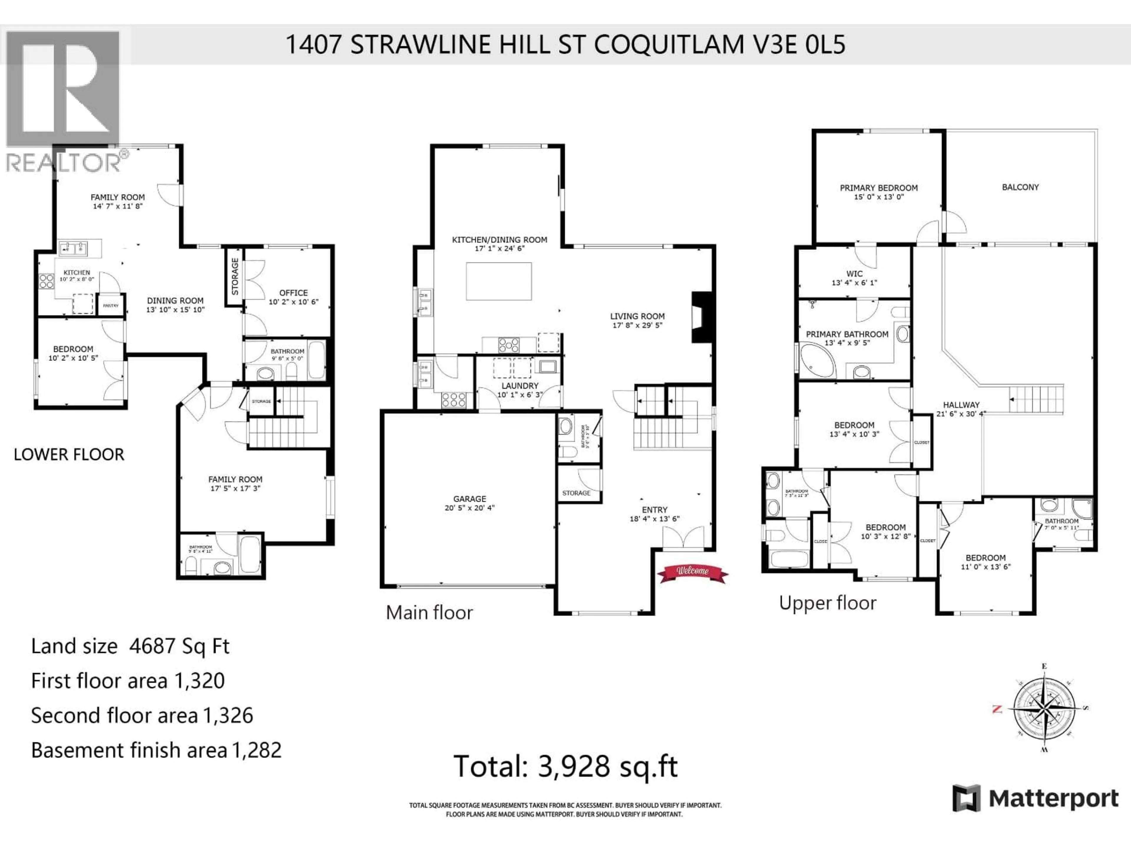 Floor plan for 1407 STRAWLINE HILL STREET, Coquitlam British Columbia V3E0L5