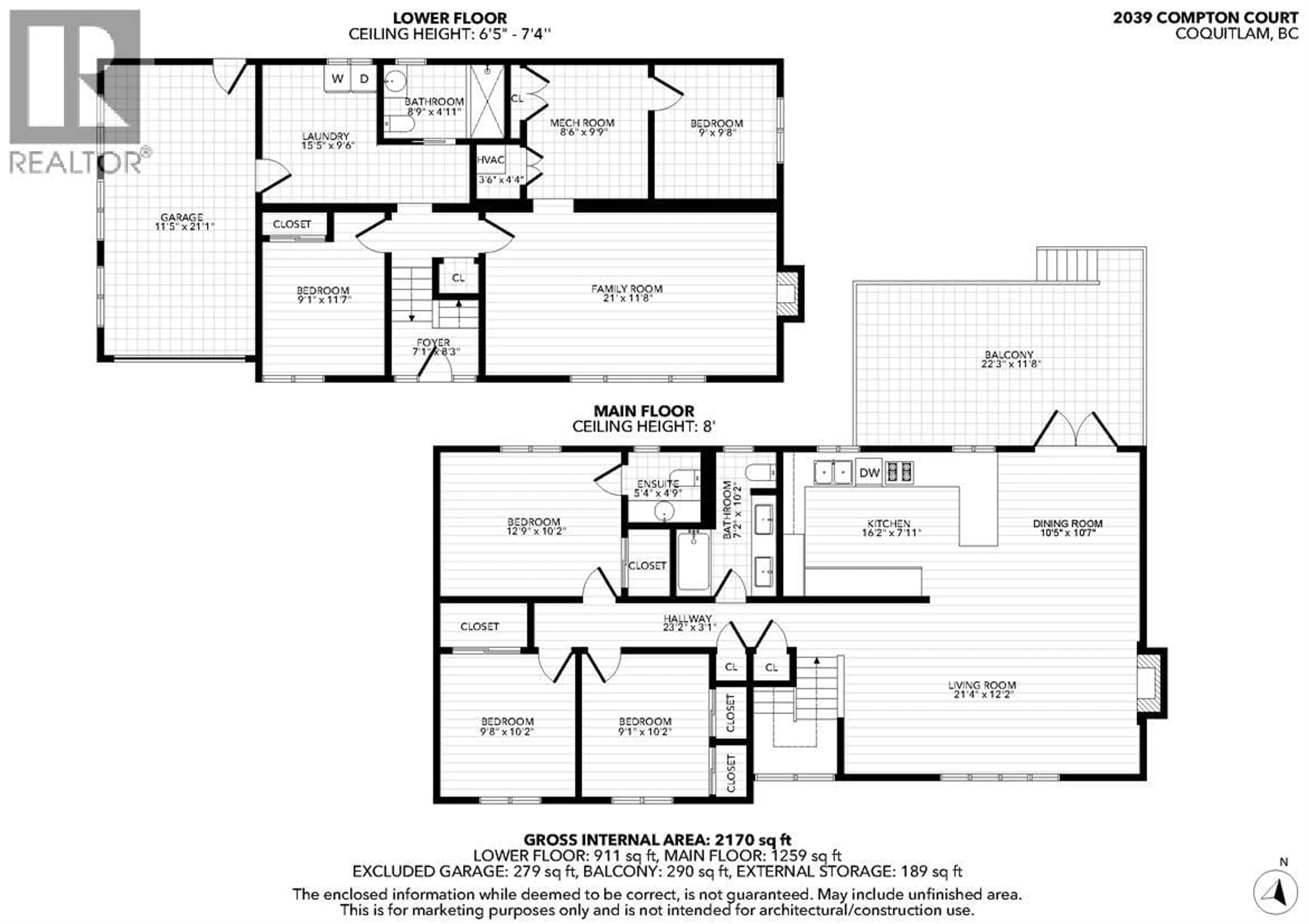 Floor plan for 2039 COMPTON COURT, Coquitlam British Columbia V3J2K9