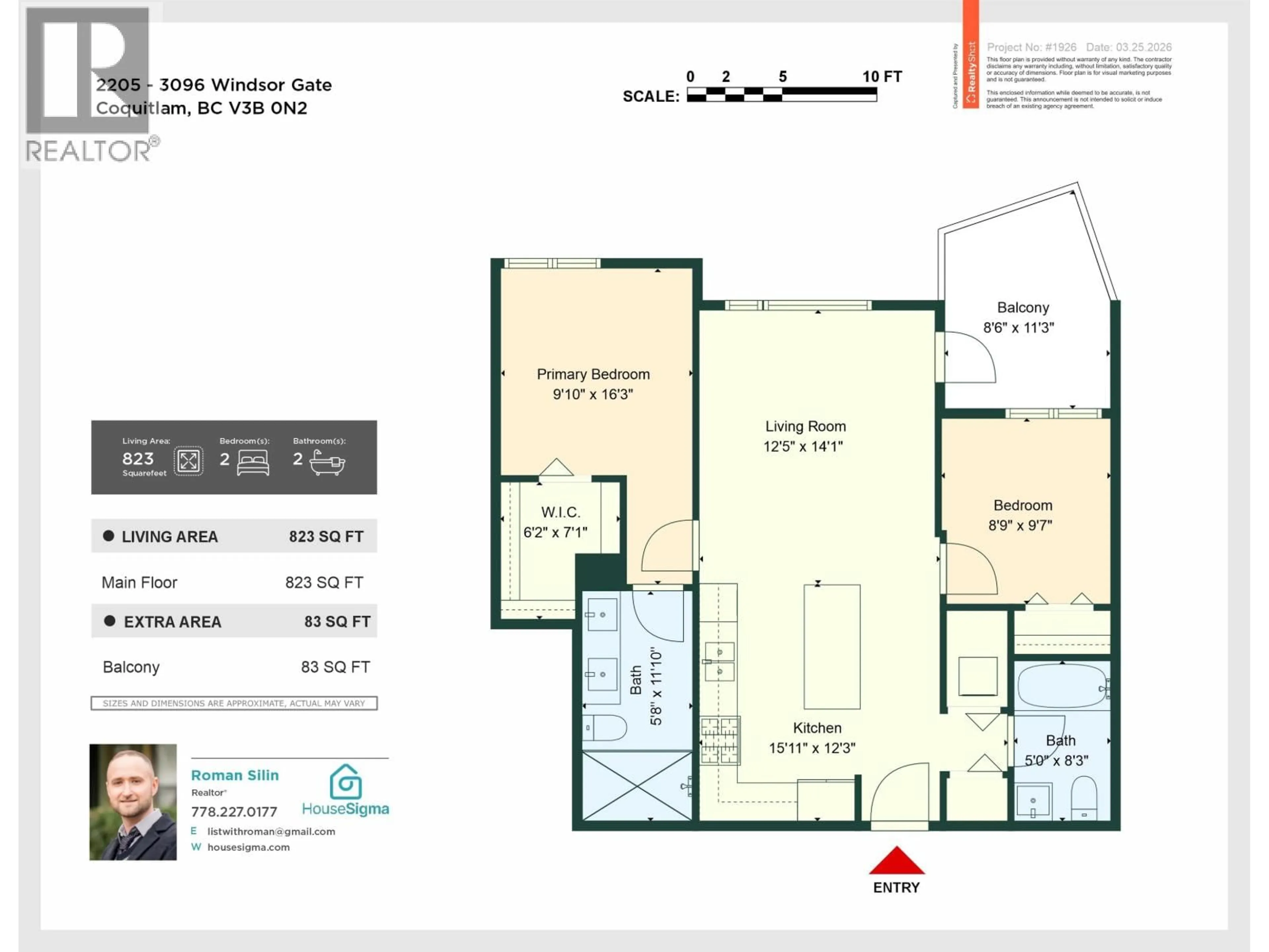 Floor plan for 2205 - 3096 WINDSOR GATE, Coquitlam British Columbia V3B0P4
