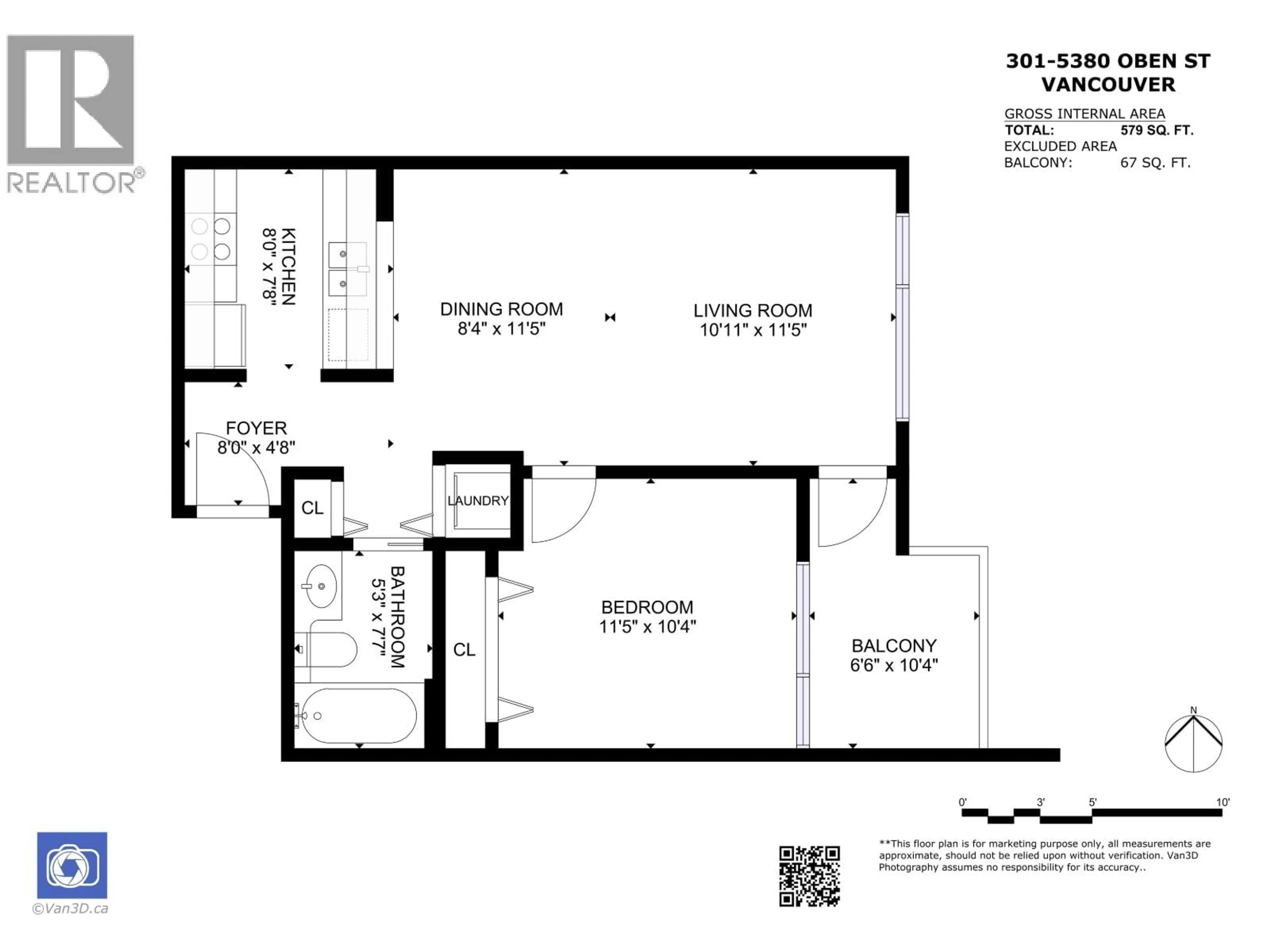 Floor plan for 301 - 5380 OBEN STREET, Vancouver British Columbia V5R6H7