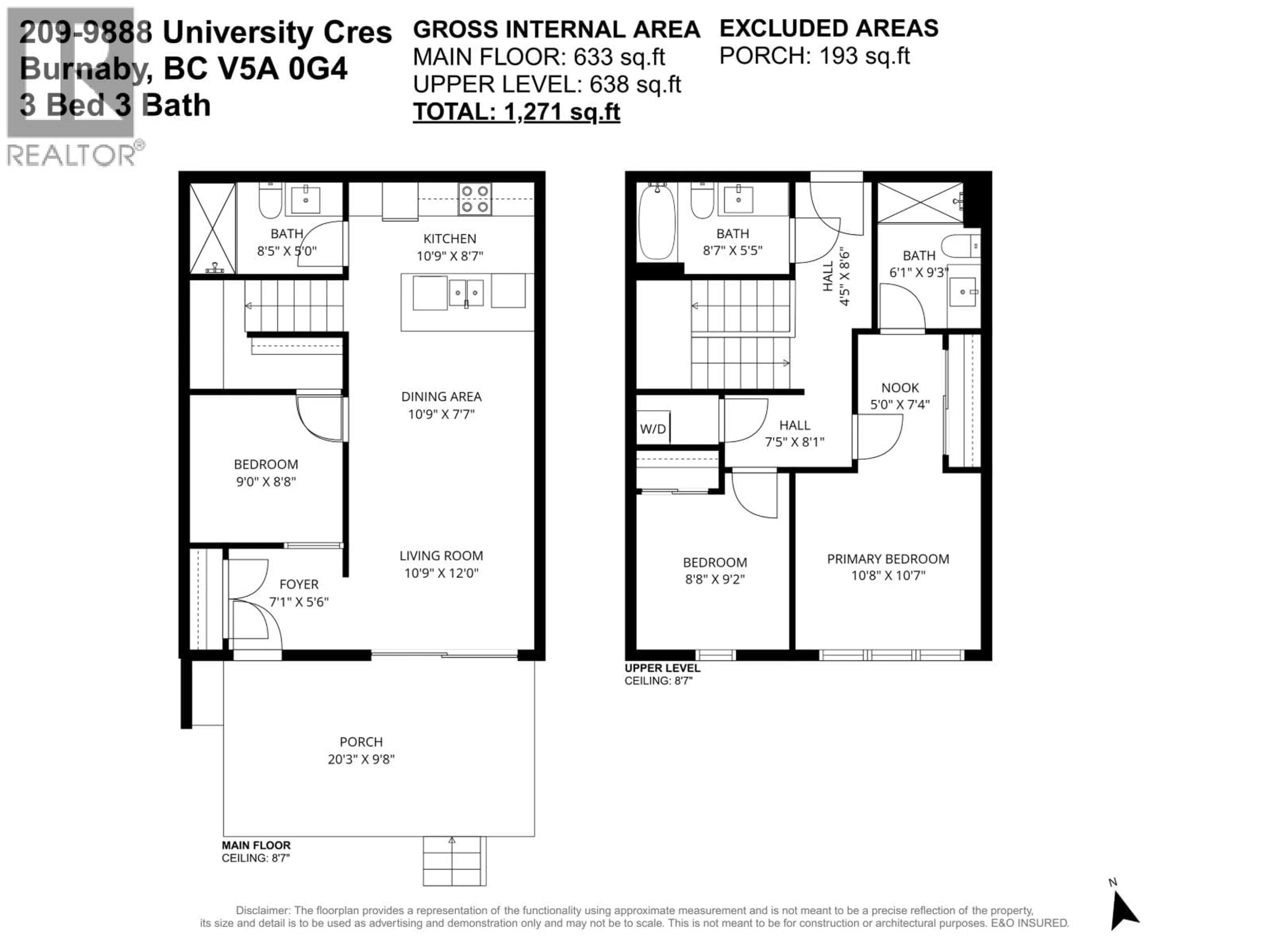 Floor plan for 209 - 9888 UNIVERSITY CRESCENT, Burnaby British Columbia V5A0G4