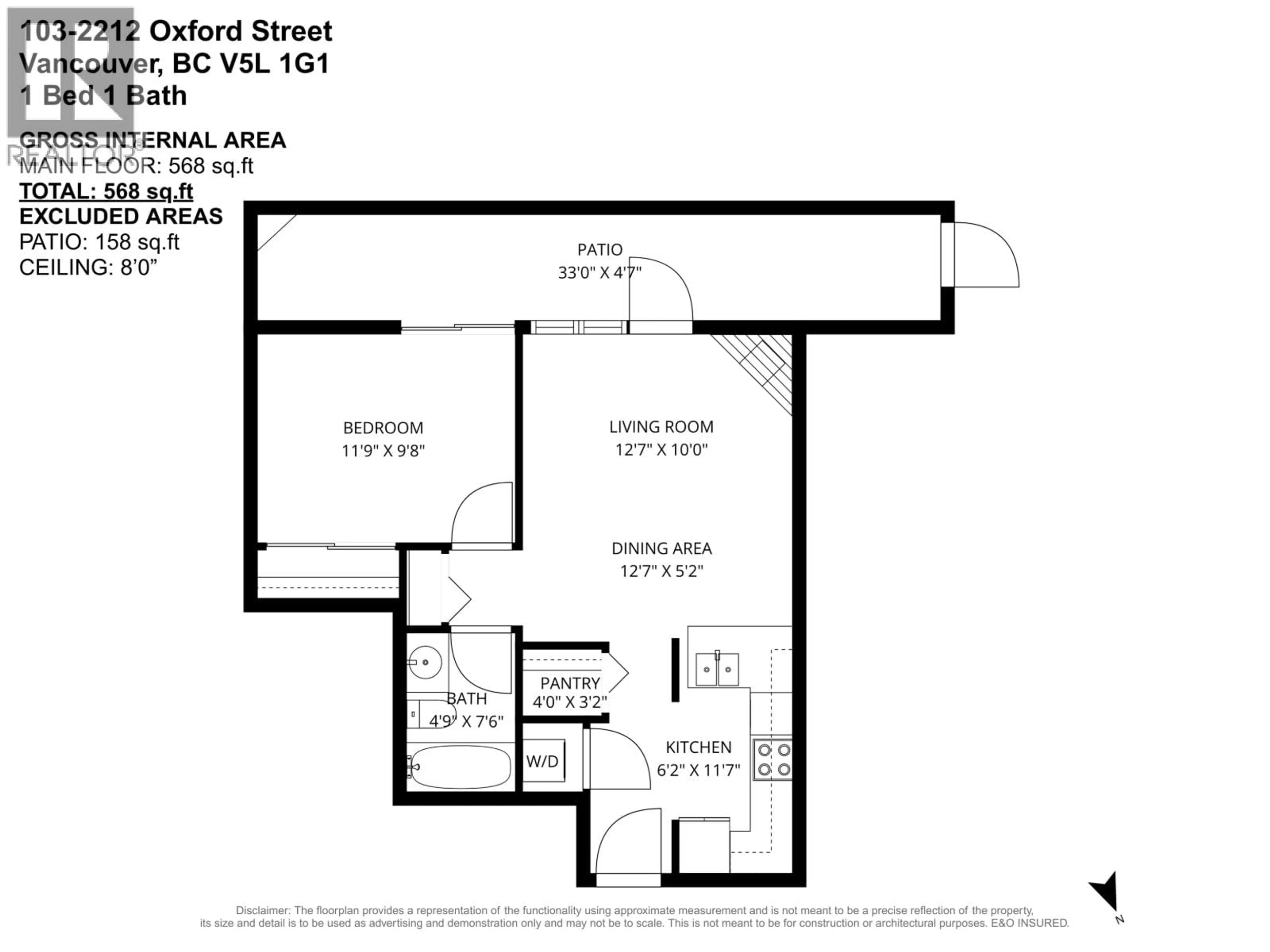 Floor plan for 103 - 2212 OXFORD STREET, Vancouver British Columbia V5L1G1