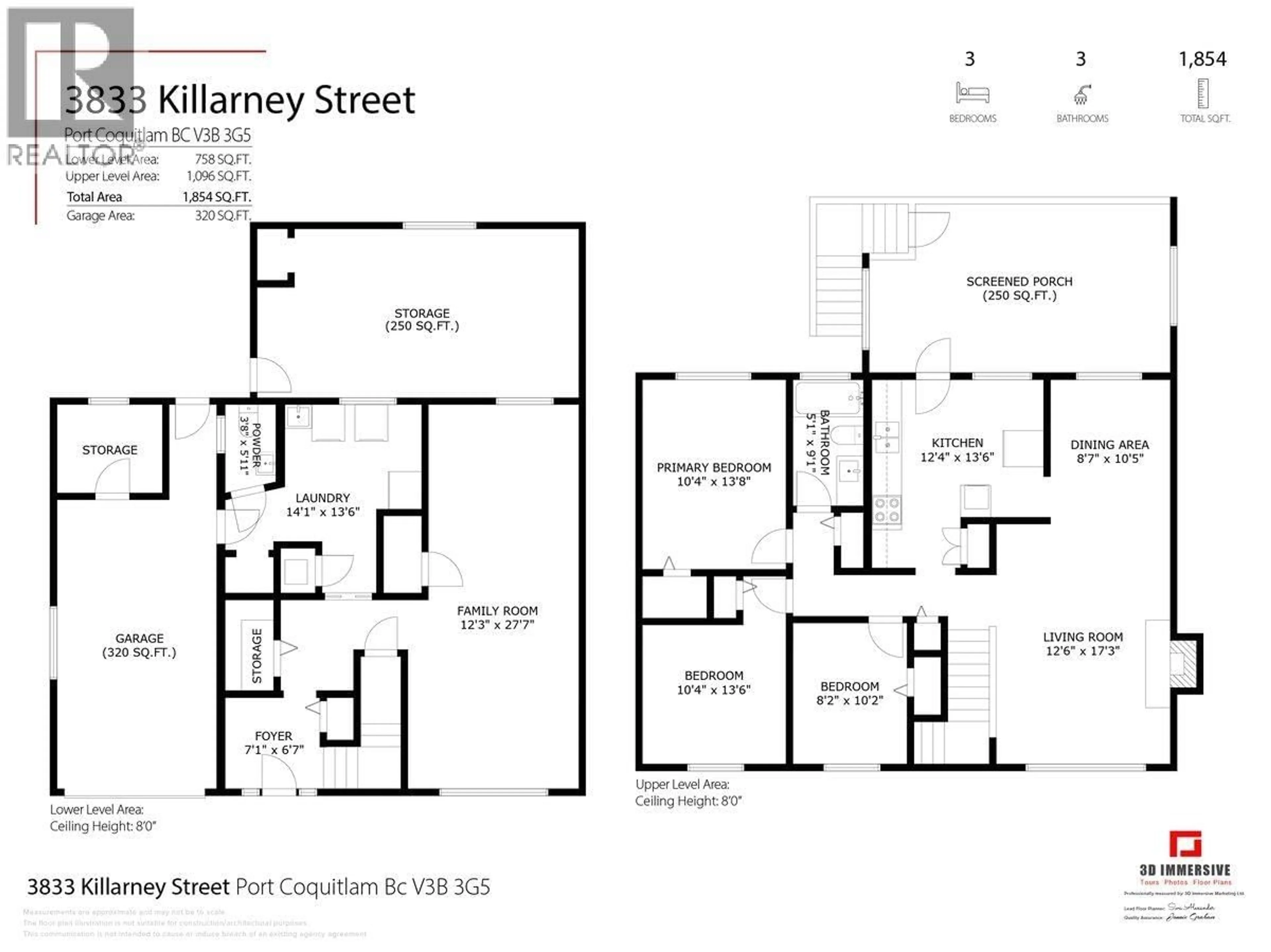 Floor plan for 3833 KILLARNEY STREET, Port Coquitlam British Columbia V3B3G5