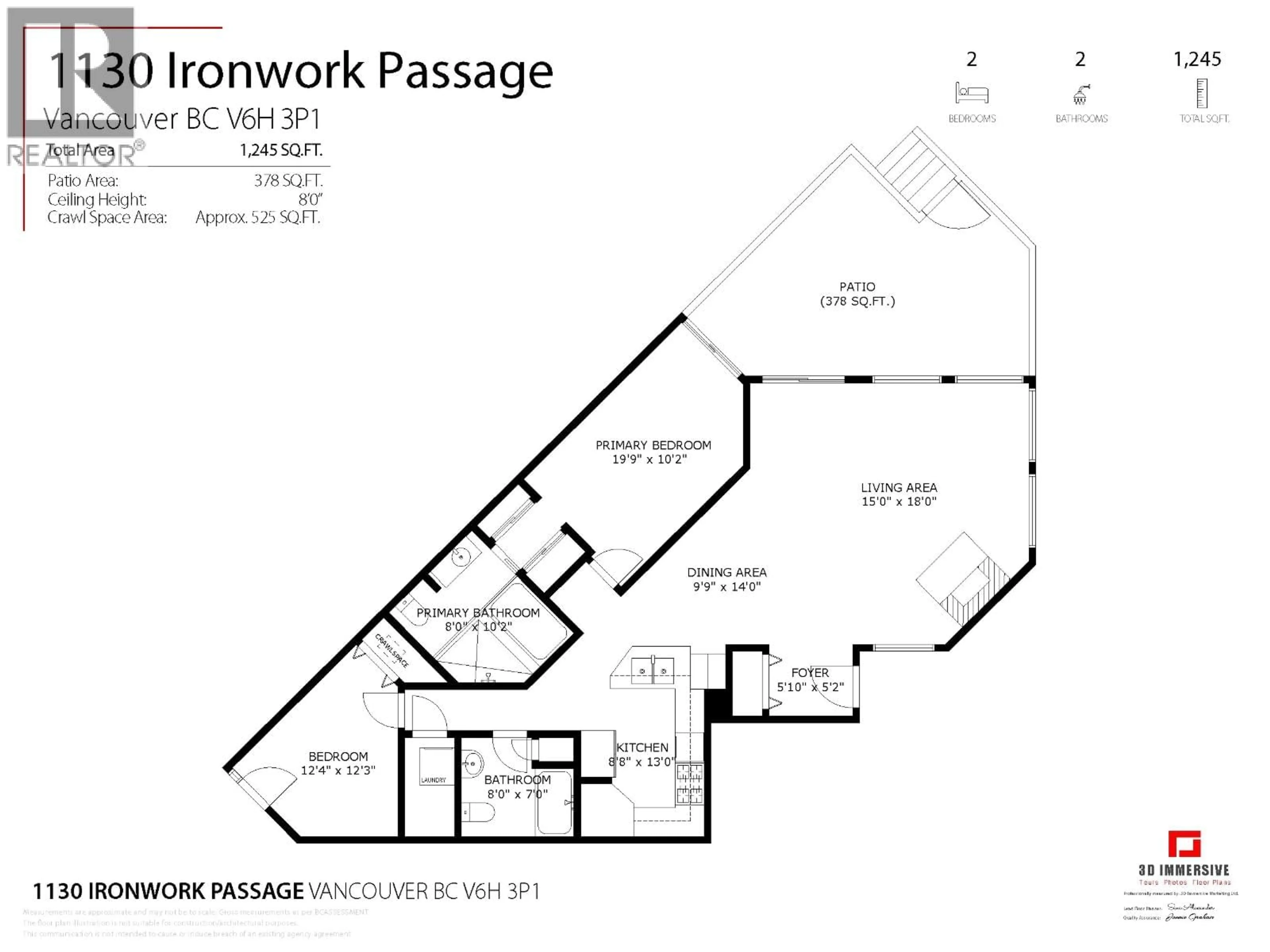 Floor plan for 1130 IRONWORK PASSAGE, Vancouver British Columbia V6H3P1