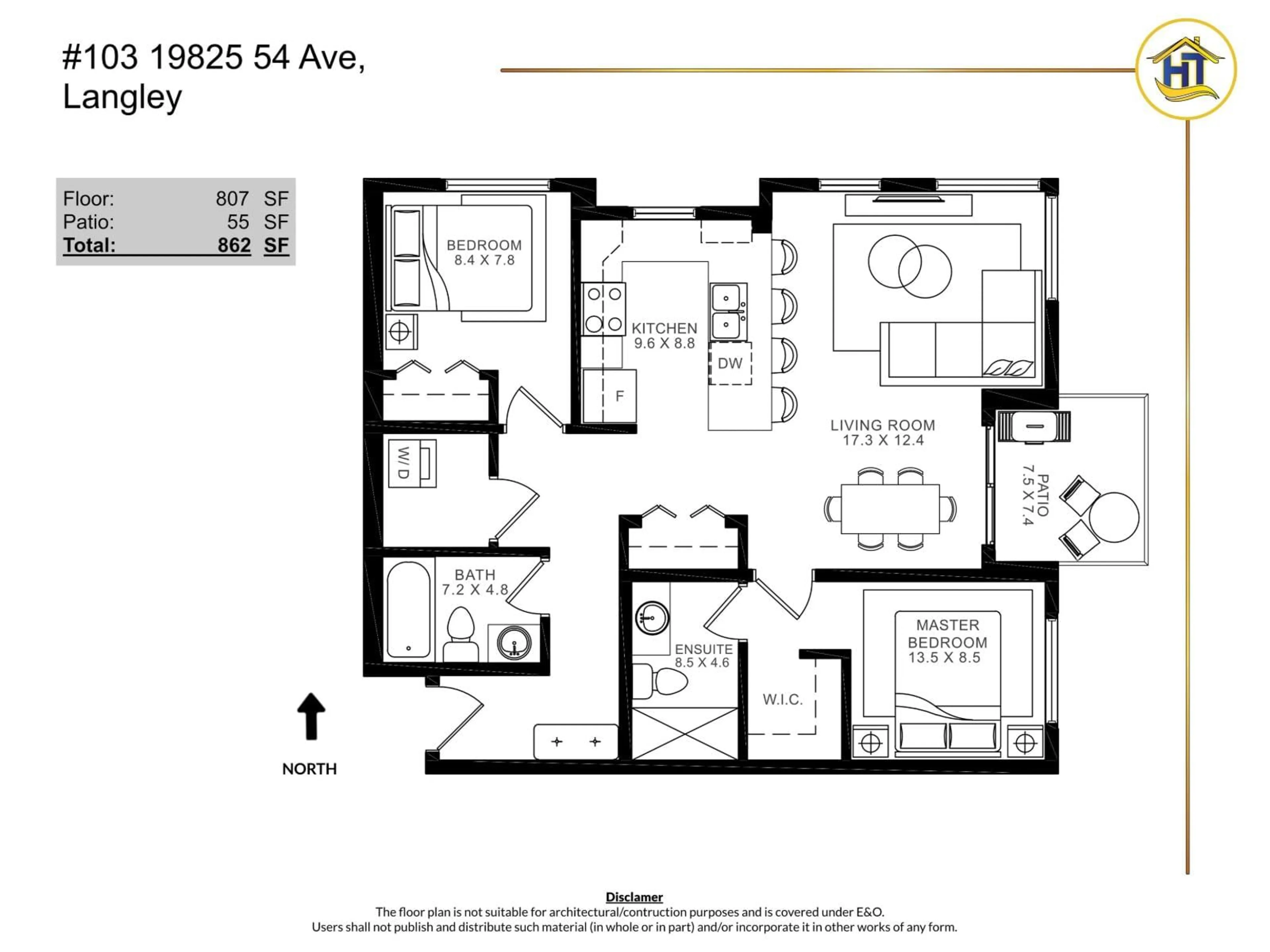 Floor plan for 103 - 19825 54 AVENUE, Langley British Columbia V3A0P6