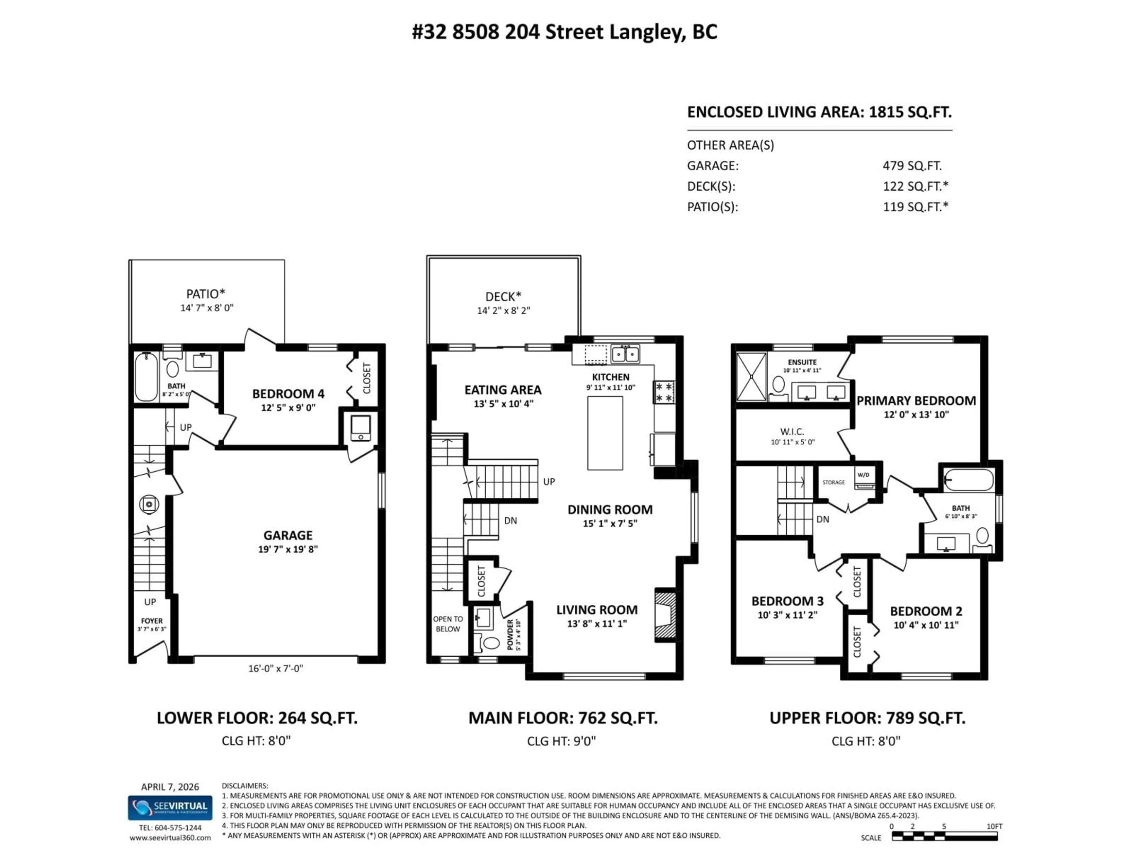 Floor plan for 32 - 8508 204 STREET, Langley British Columbia V2Y0V8