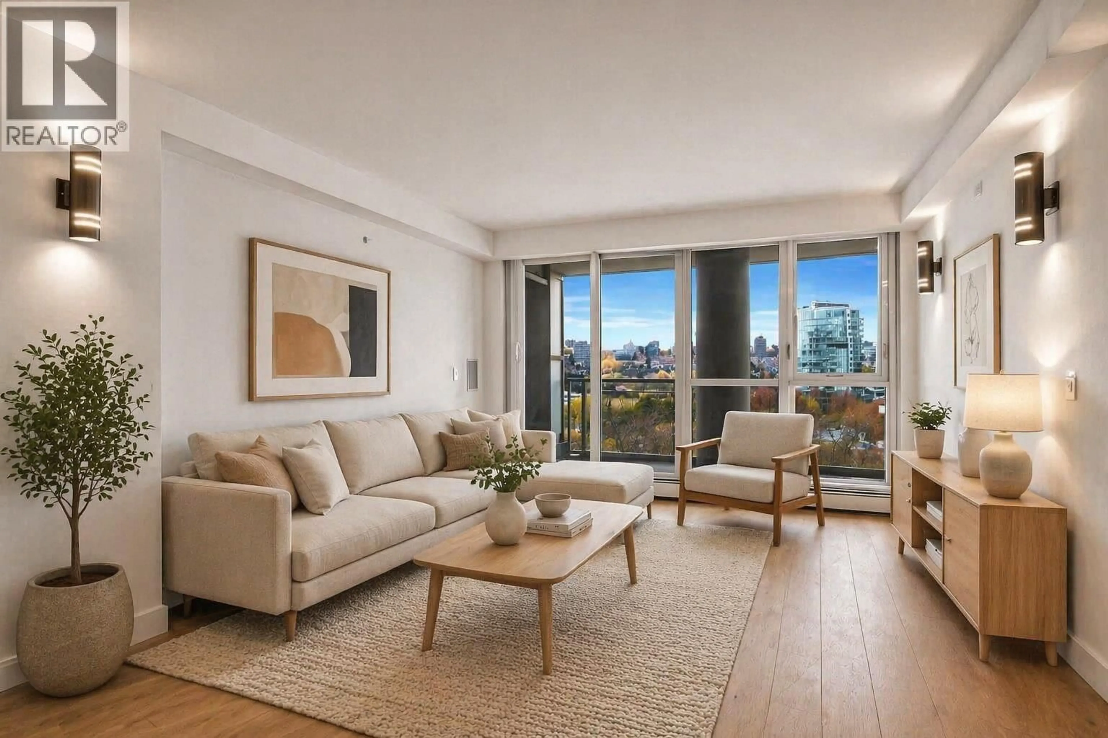 Living room with furniture, wood/laminate floor for 802 - 1318 HOMER STREET, Vancouver British Columbia V6B6A7