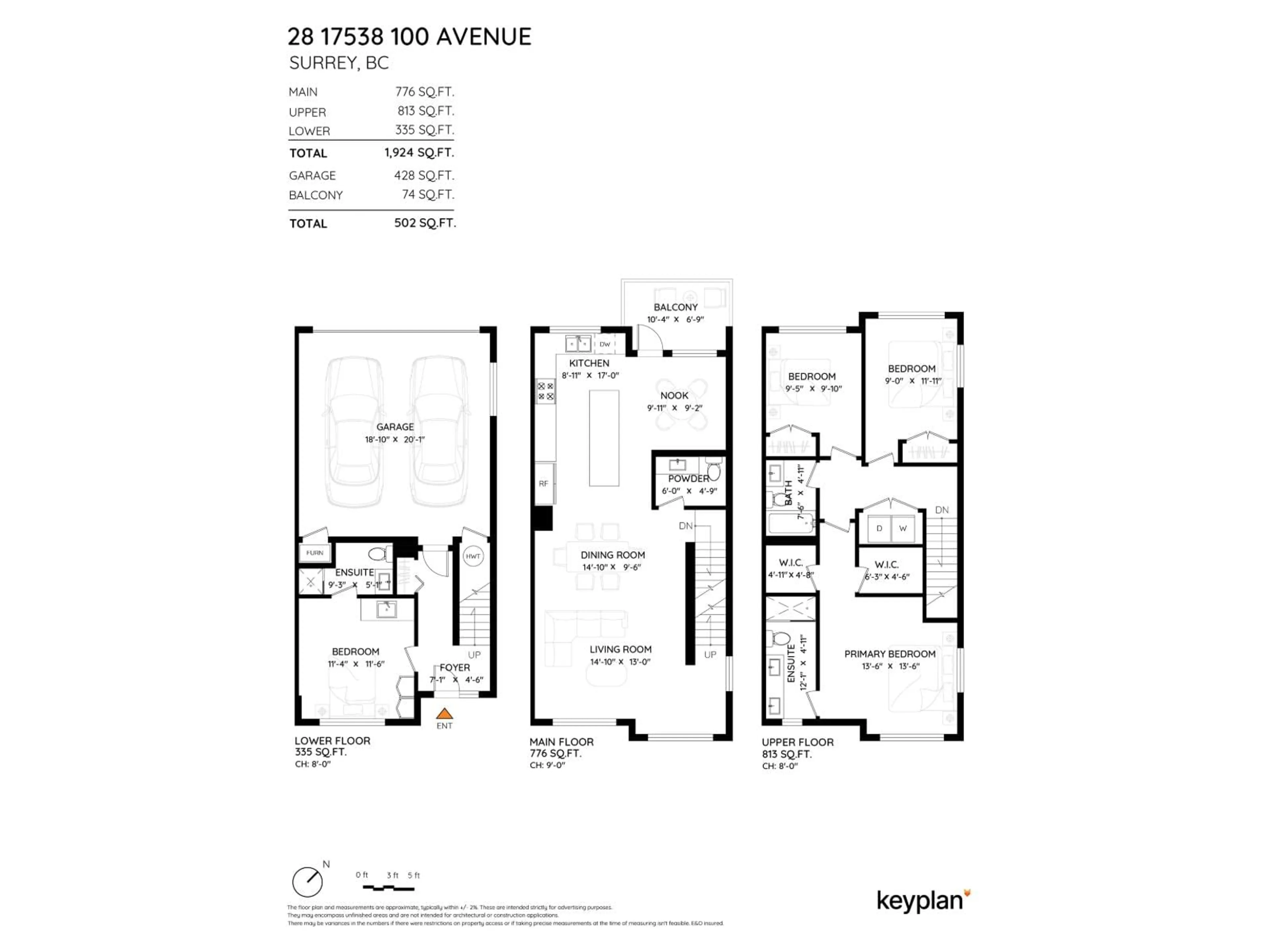 Floor plan for 28 - 17538 100 AVENUE, Surrey British Columbia V4N6X3