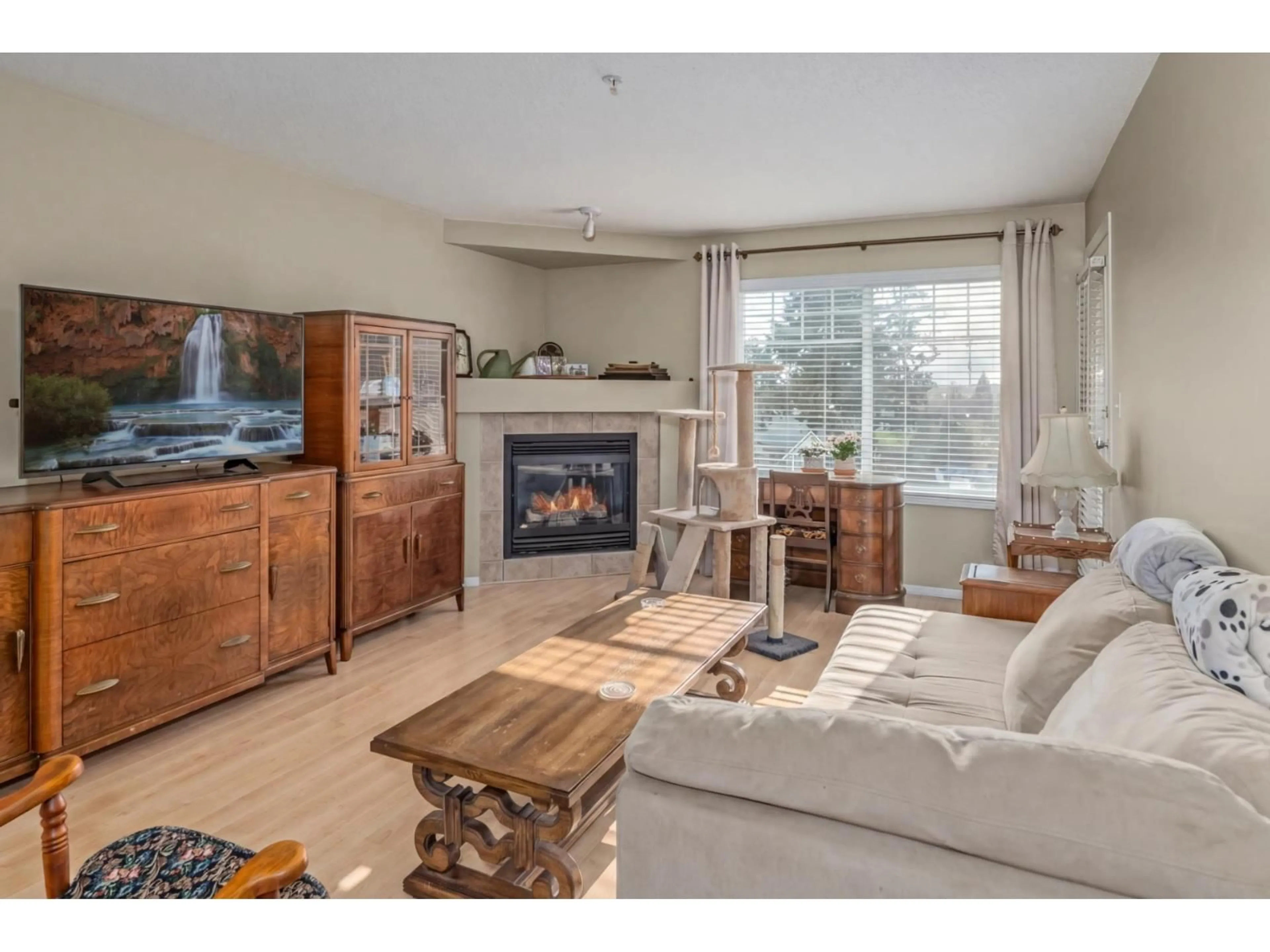 Living room with furniture, wood/laminate floor for 301 - 2350 WESTERLY STREET, Abbotsford British Columbia V2T6T7