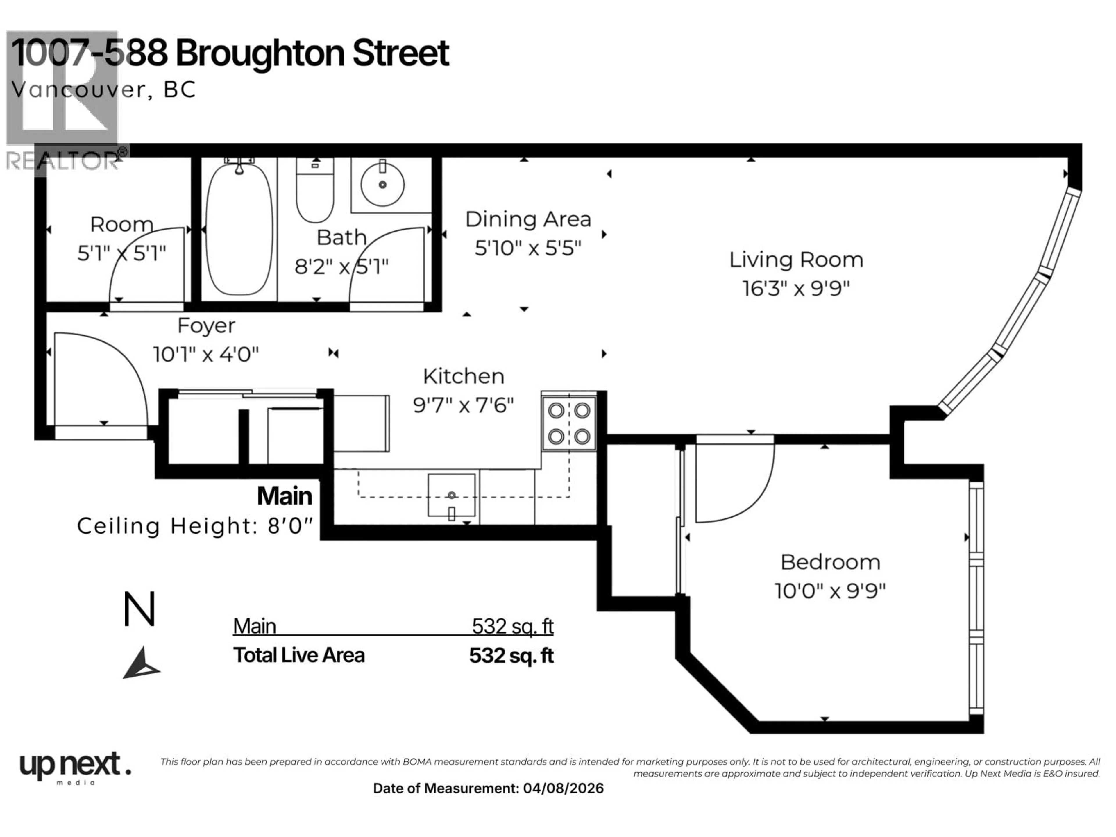 Floor plan for 1007 - 588 BROUGHTON STREET, Vancouver British Columbia V6G3E3