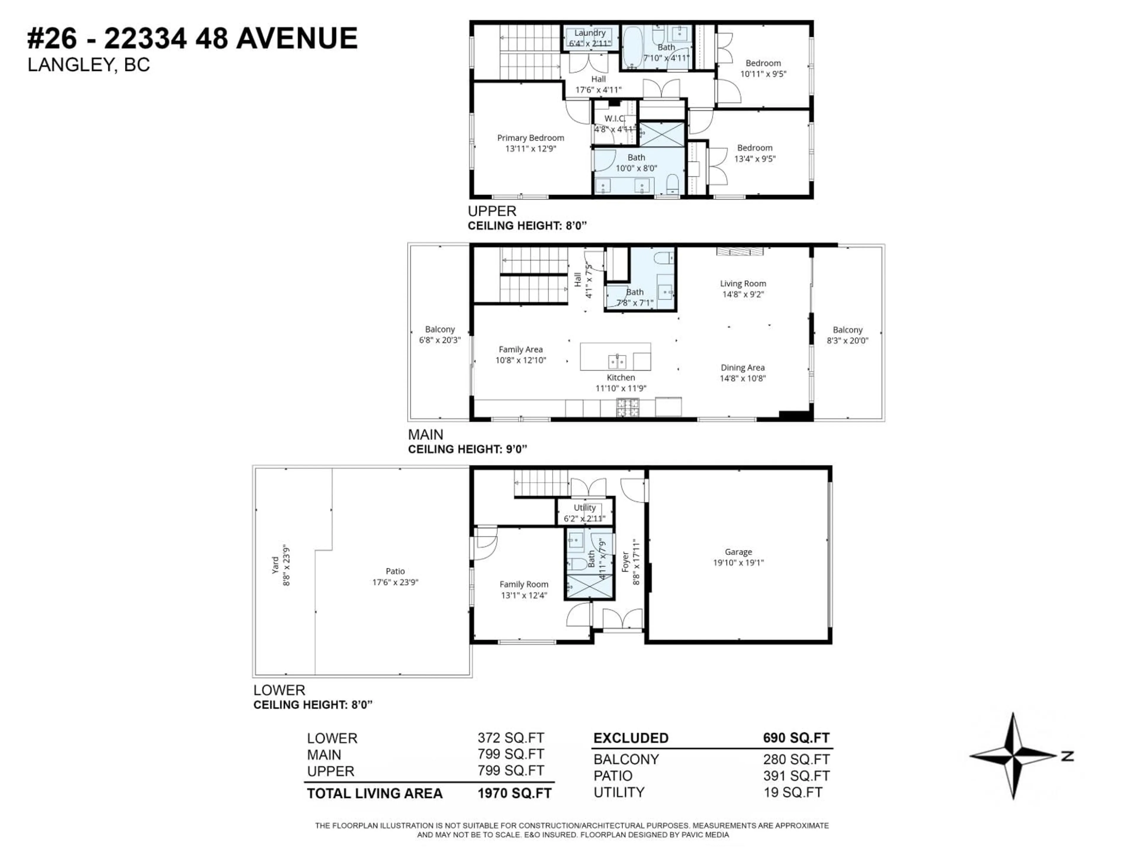 Floor plan for 26 - 22334 48 AVENUE, Langley British Columbia V3A3N5