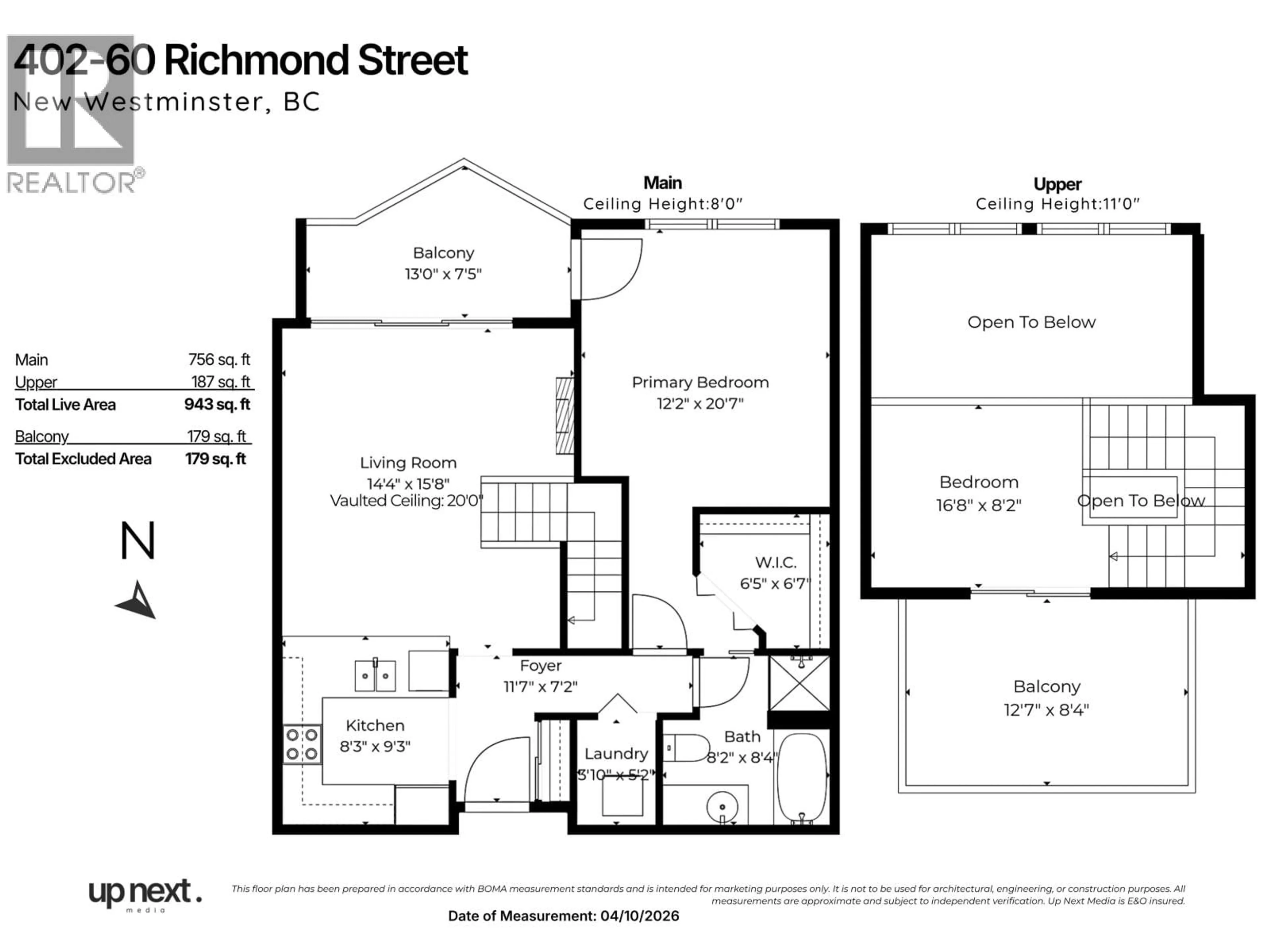 Floor plan for 402 - 60 RICHMOND STREET, New Westminster British Columbia V3L5R7