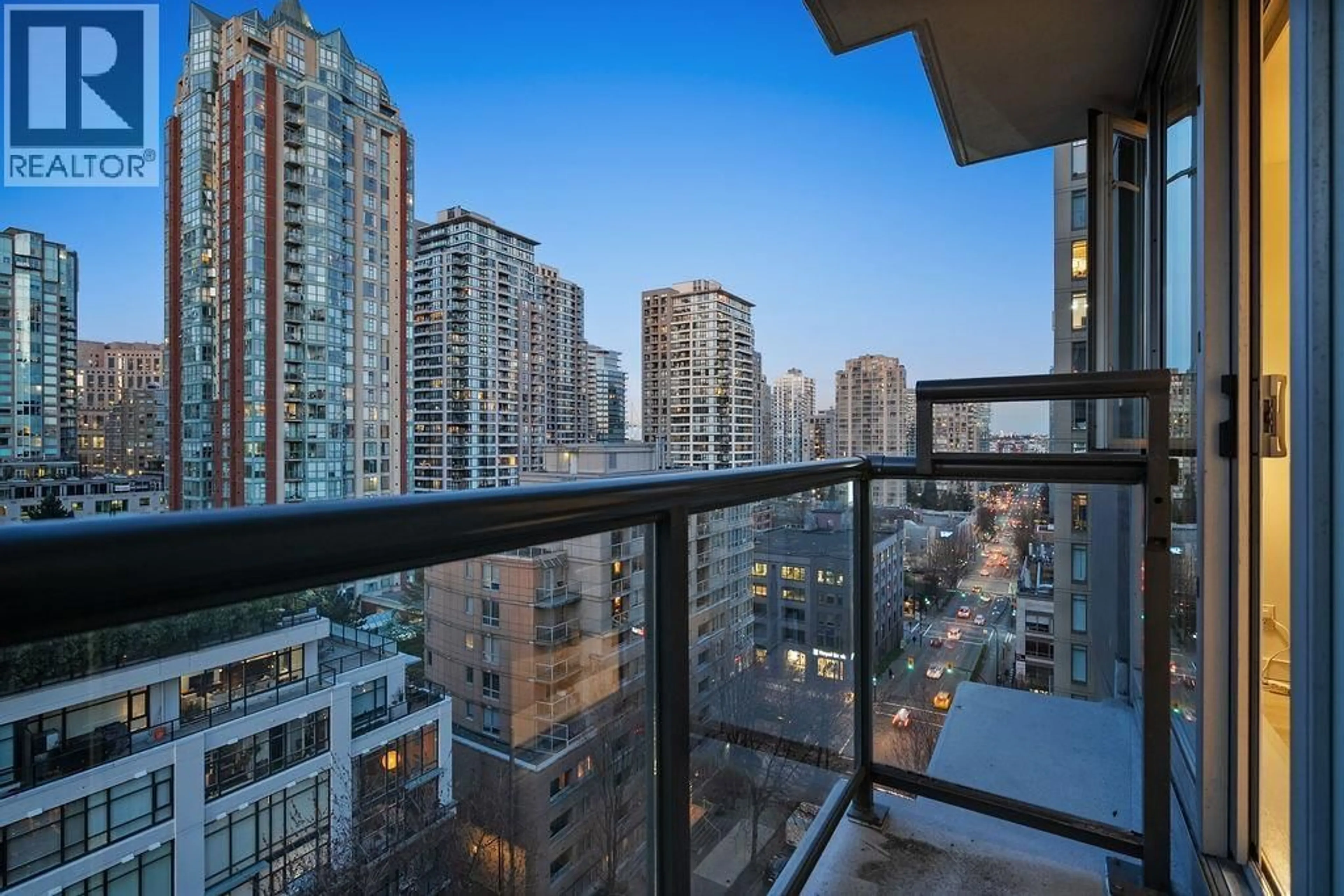 Balcony in the apartment, city buildings view from balcony for 1103 - 1010 RICHARDS STREET, Vancouver British Columbia V6B1G2