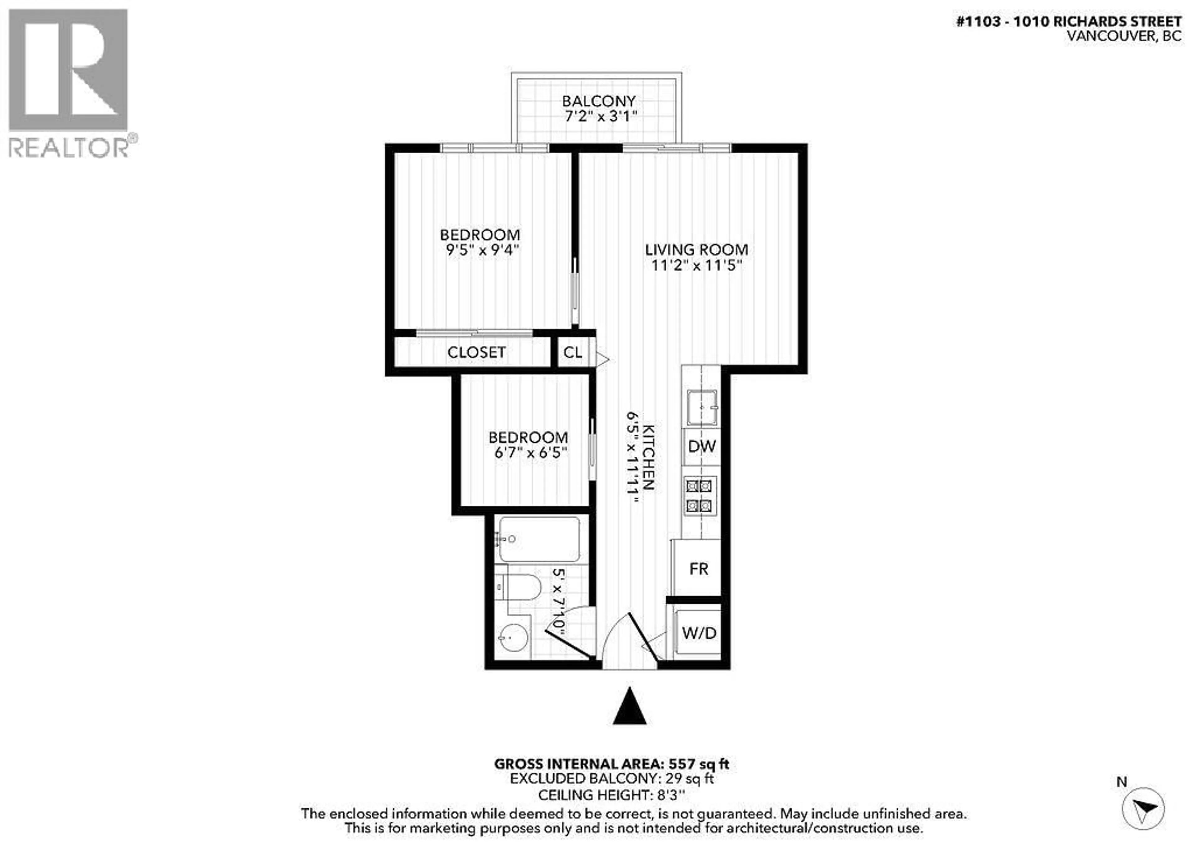 Floor plan for 1103 - 1010 RICHARDS STREET, Vancouver British Columbia V6B1G2