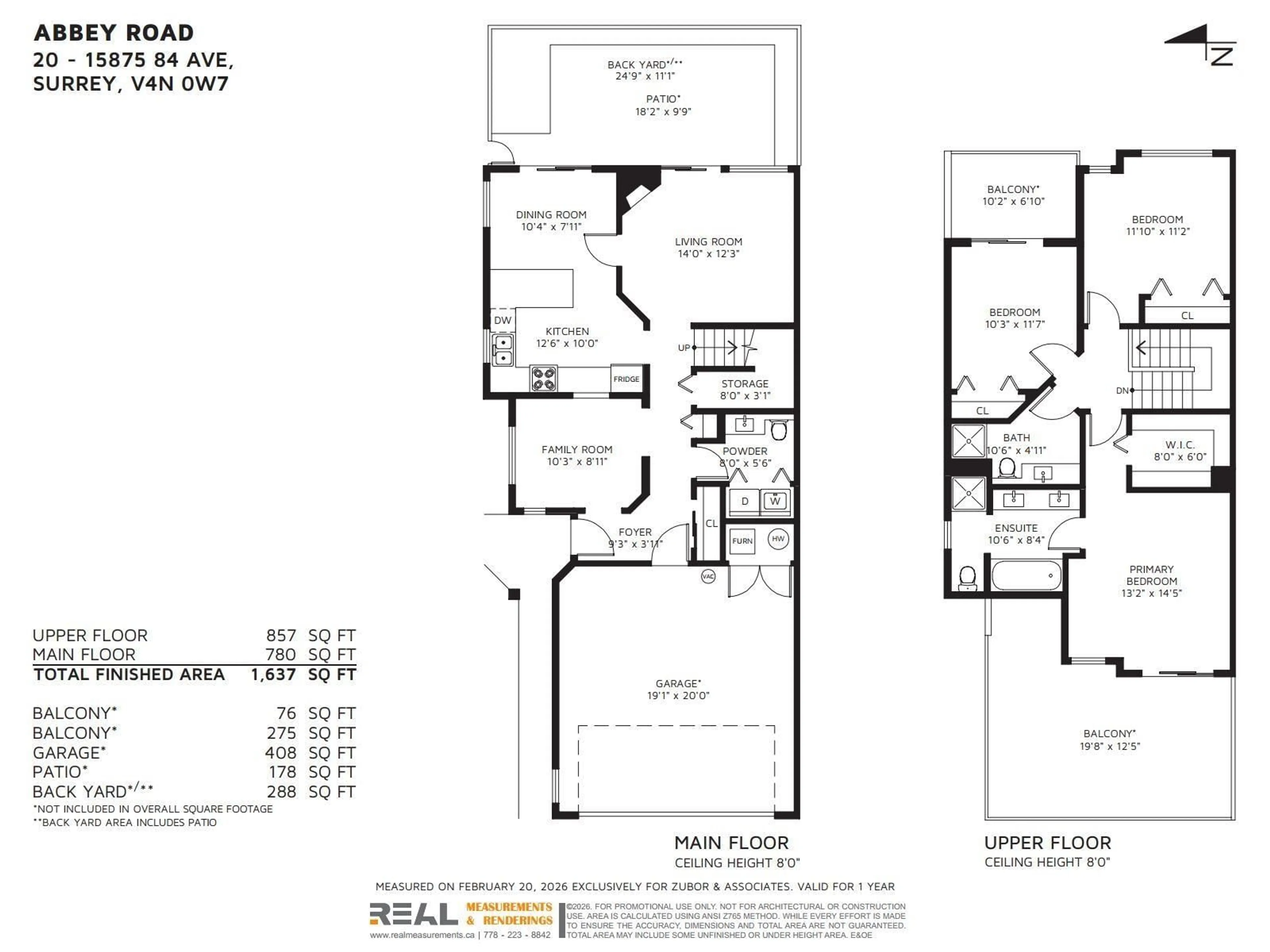 Floor plan for 20 - 15875 84 AVENUE, Surrey British Columbia V4N0W7