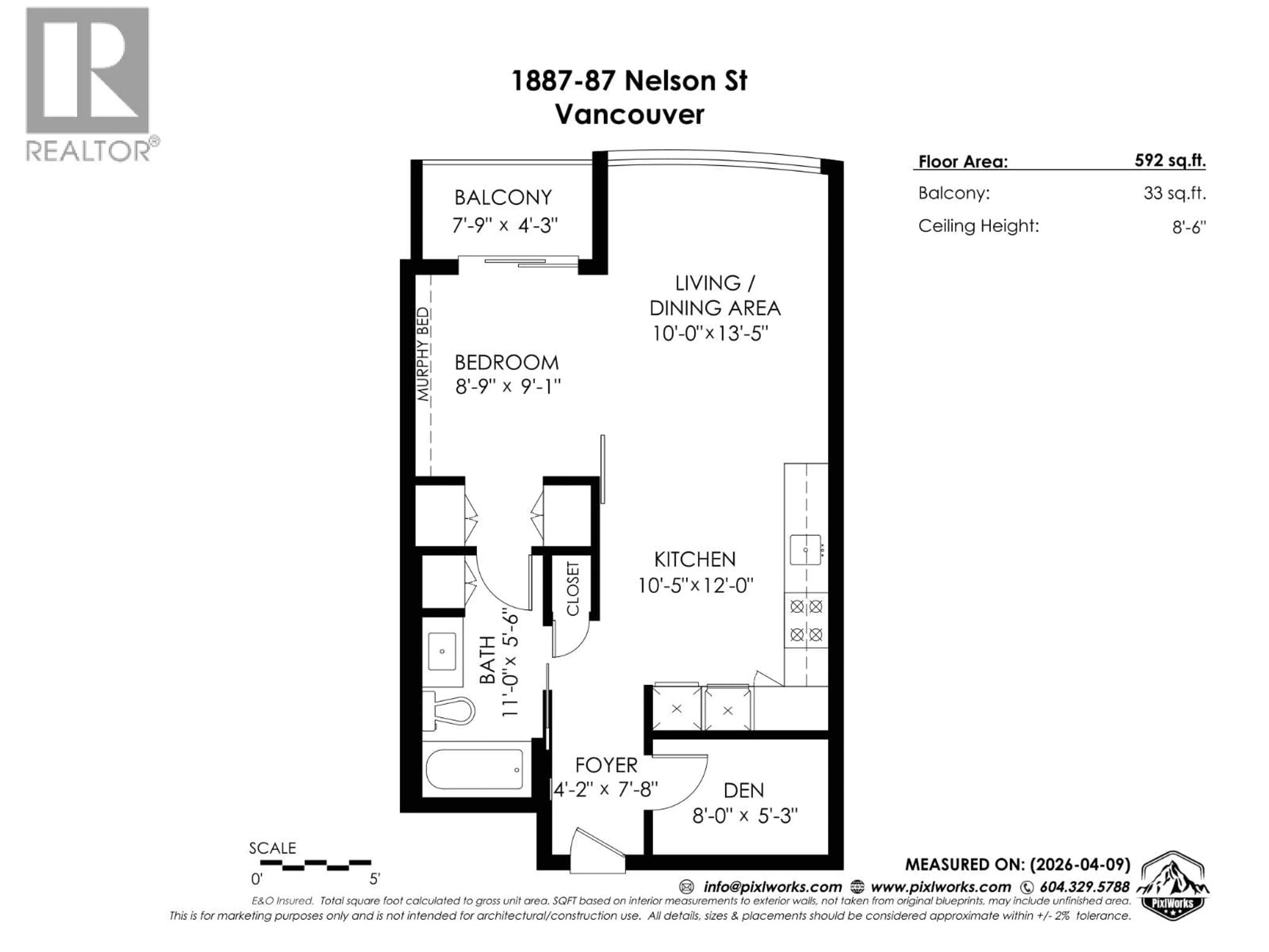 Floor plan for 1887 - 87 NELSON STREET, Vancouver British Columbia V6Z0E8