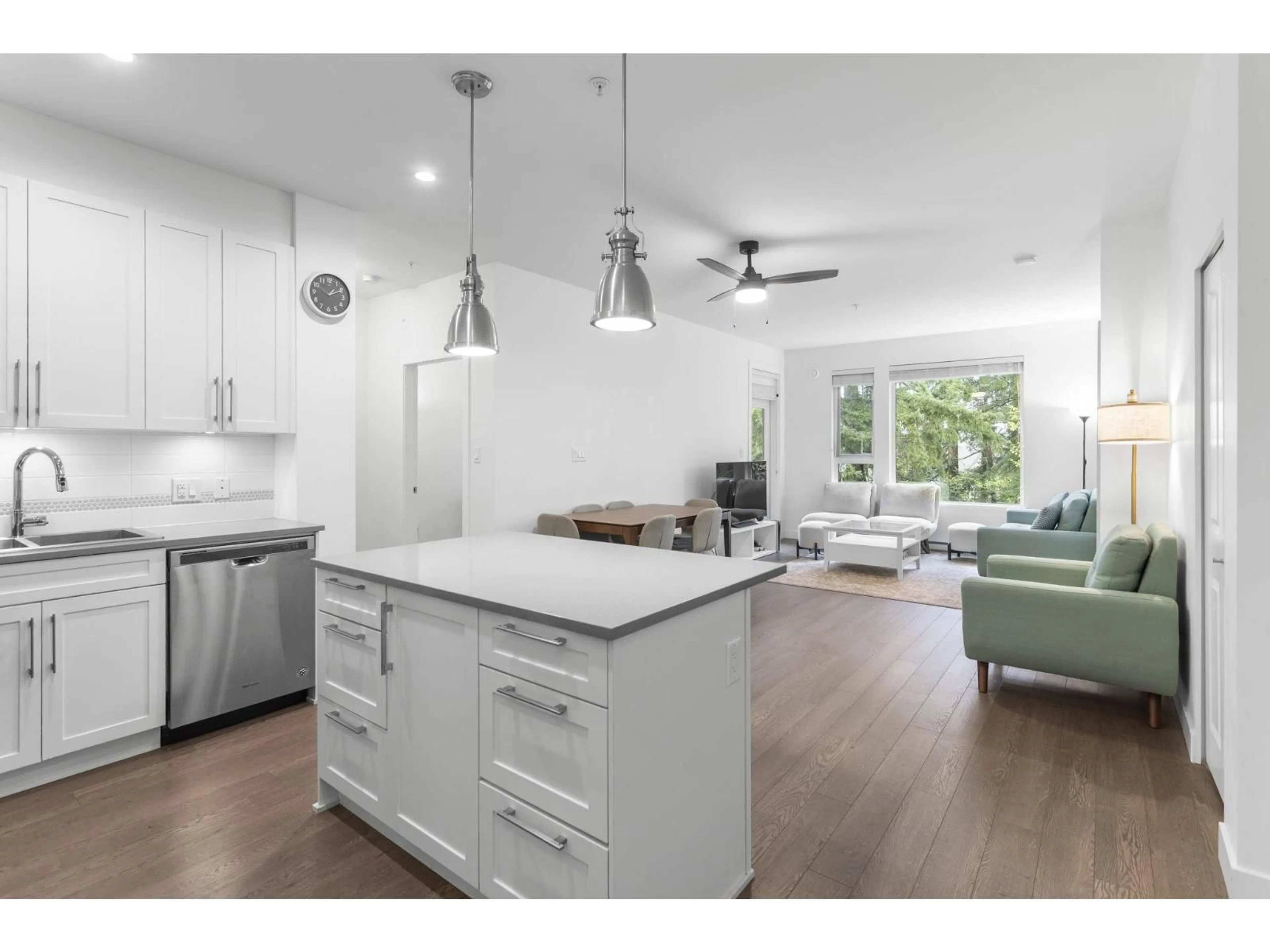 Open concept kitchen, wood/laminate floor for 304 - 8360 DELSOM WAY, Delta British Columbia V4C0E6