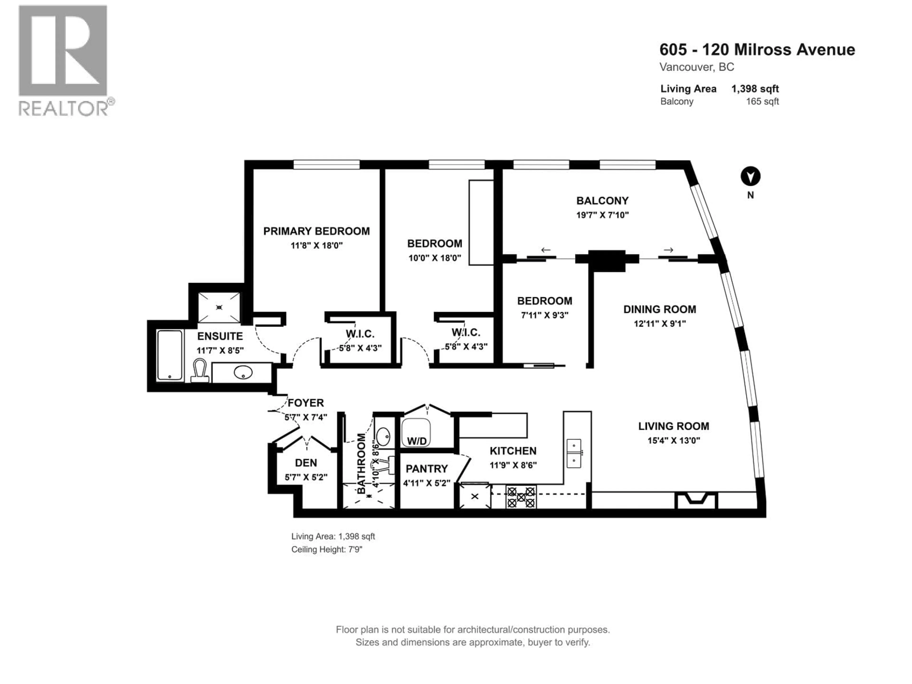Floor plan for 605 - 120 MILROSS AVENUE, Vancouver British Columbia V6A4K7