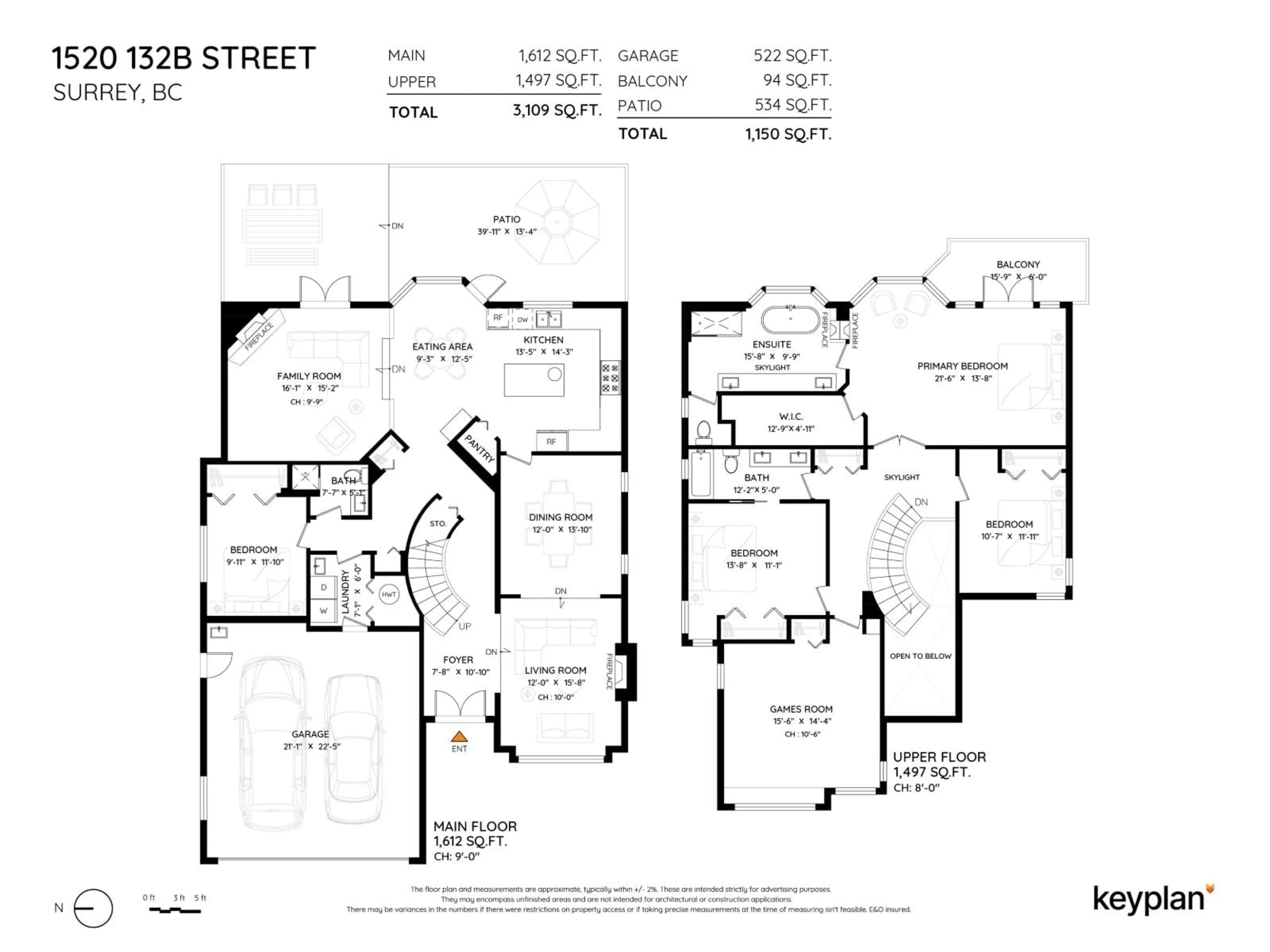 Floor plan for 1520 132 B STREET, Surrey British Columbia V4A6J2