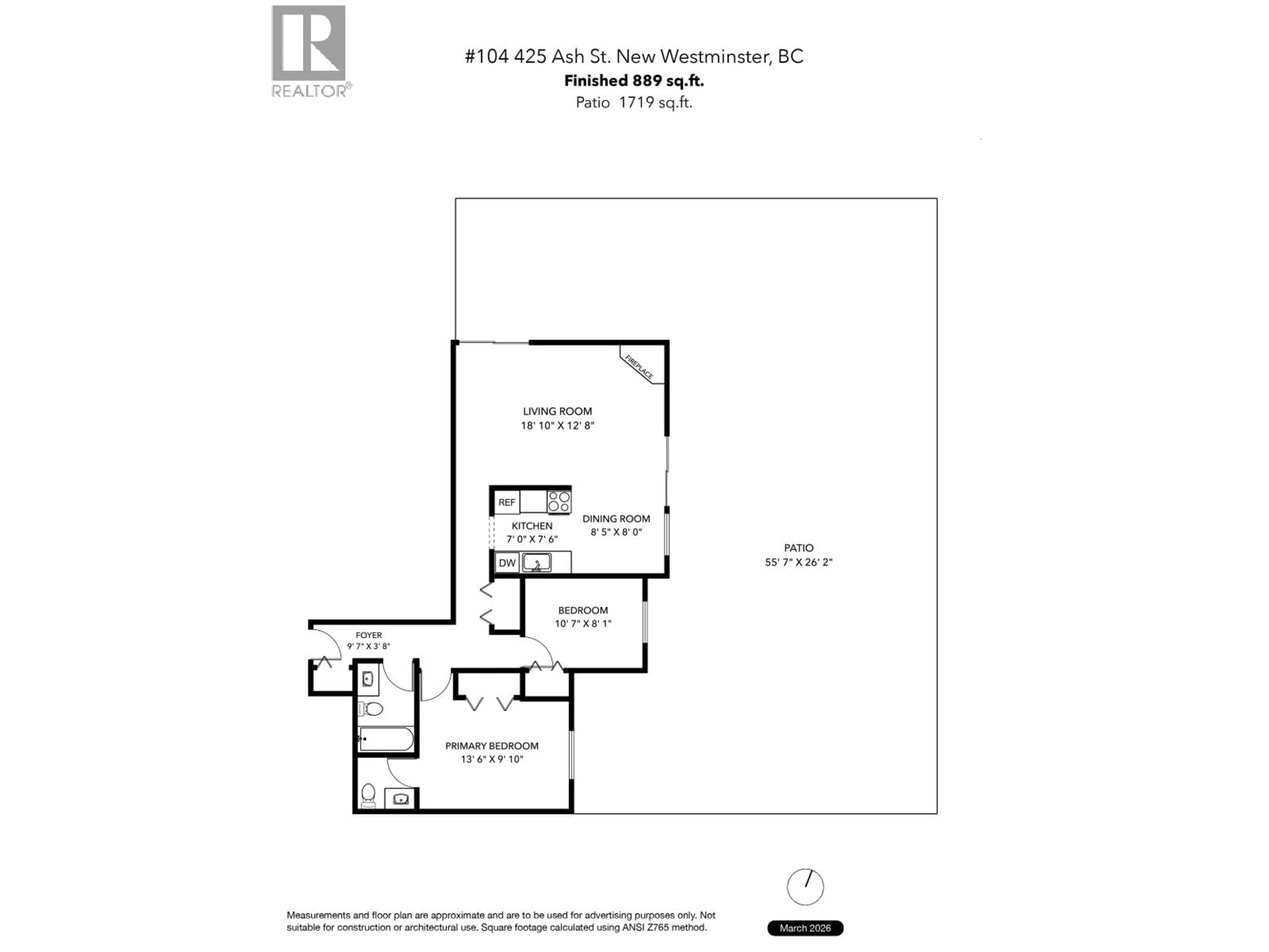 Floor plan for 104 - 425 ASH STREET, New Westminster British Columbia V3M3N2