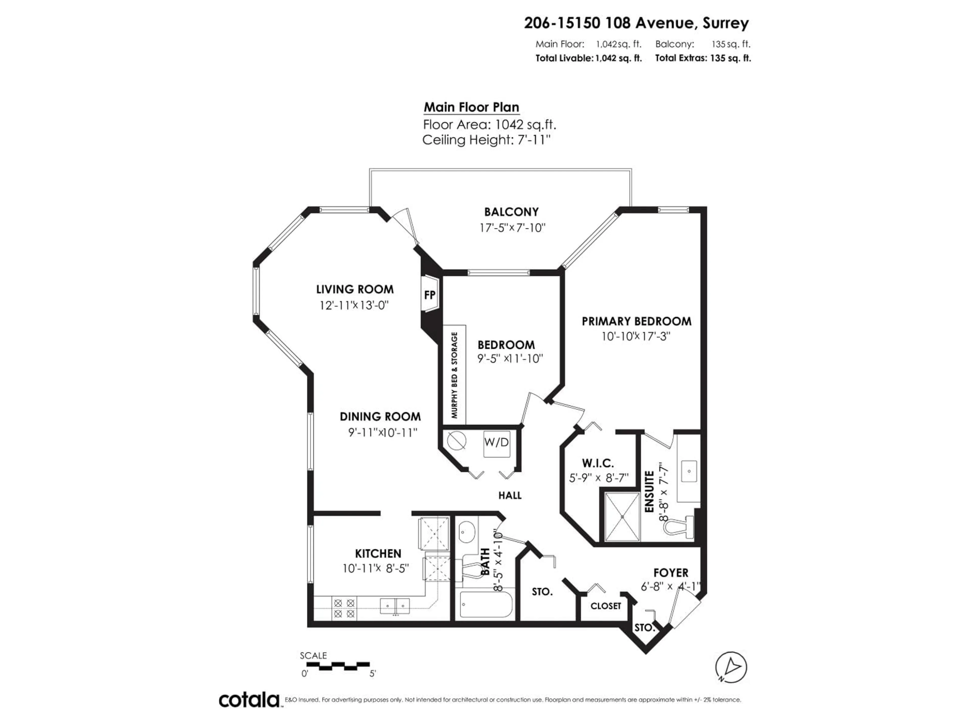 Floor plan for 206 - 15150 108 AVENUE, Surrey British Columbia V3R0V1