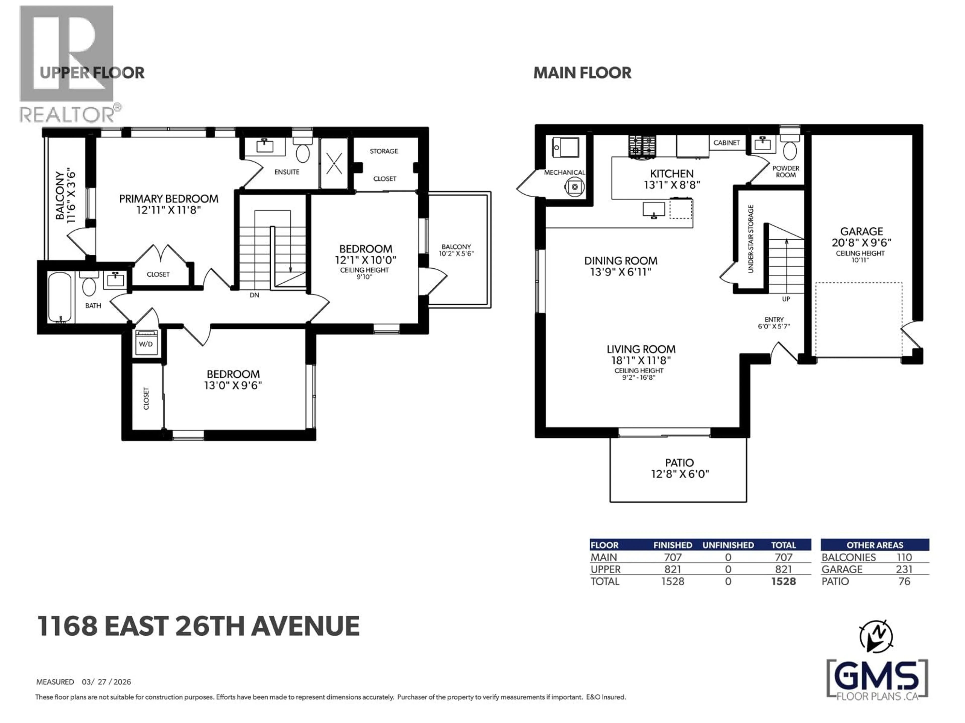 Floor plan for 1168 26TH AVENUE, Vancouver British Columbia V5V2J7