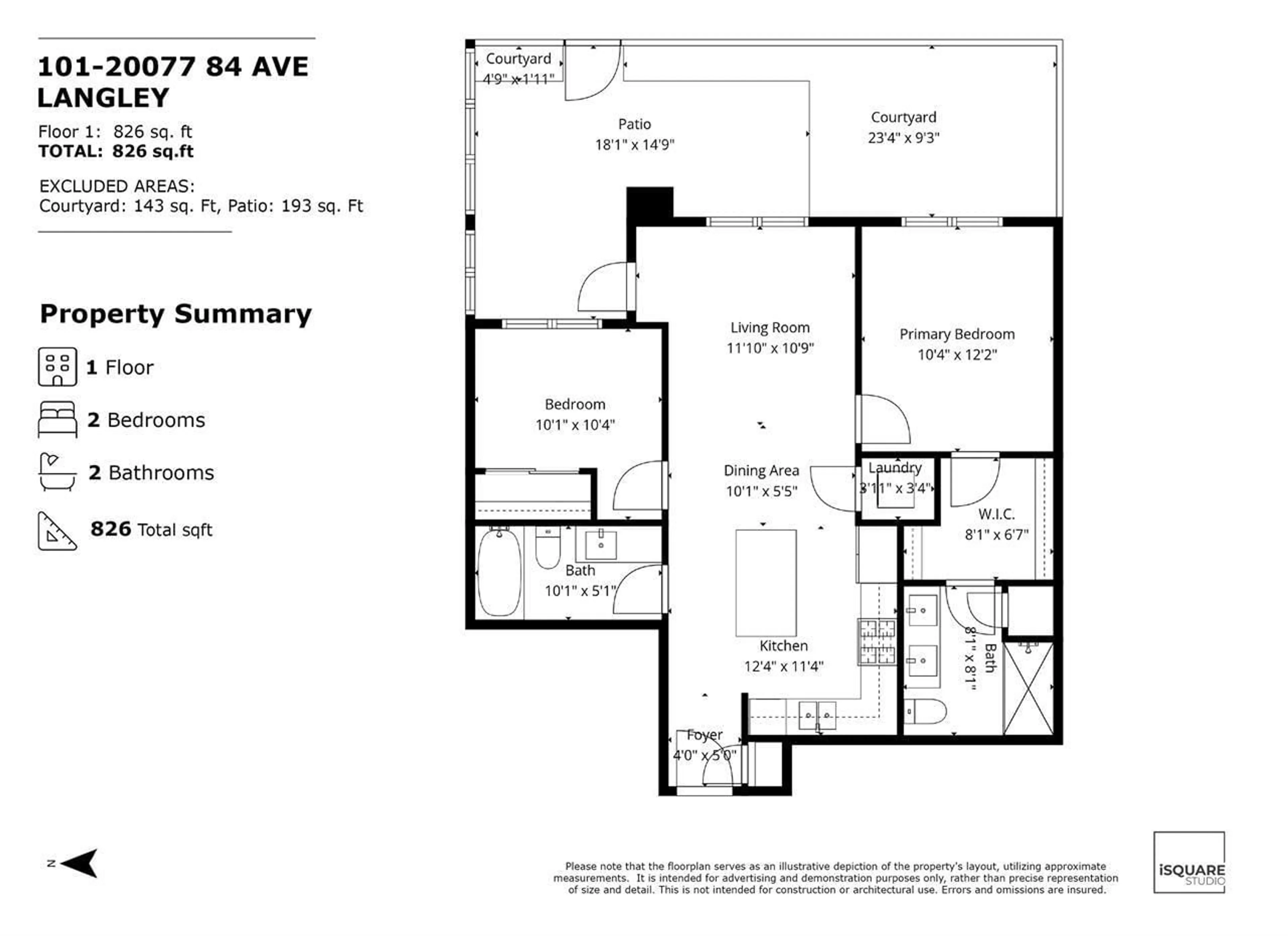 Floor plan for 101 - 20077 84 AVENUE, Langley British Columbia V2Y3X7