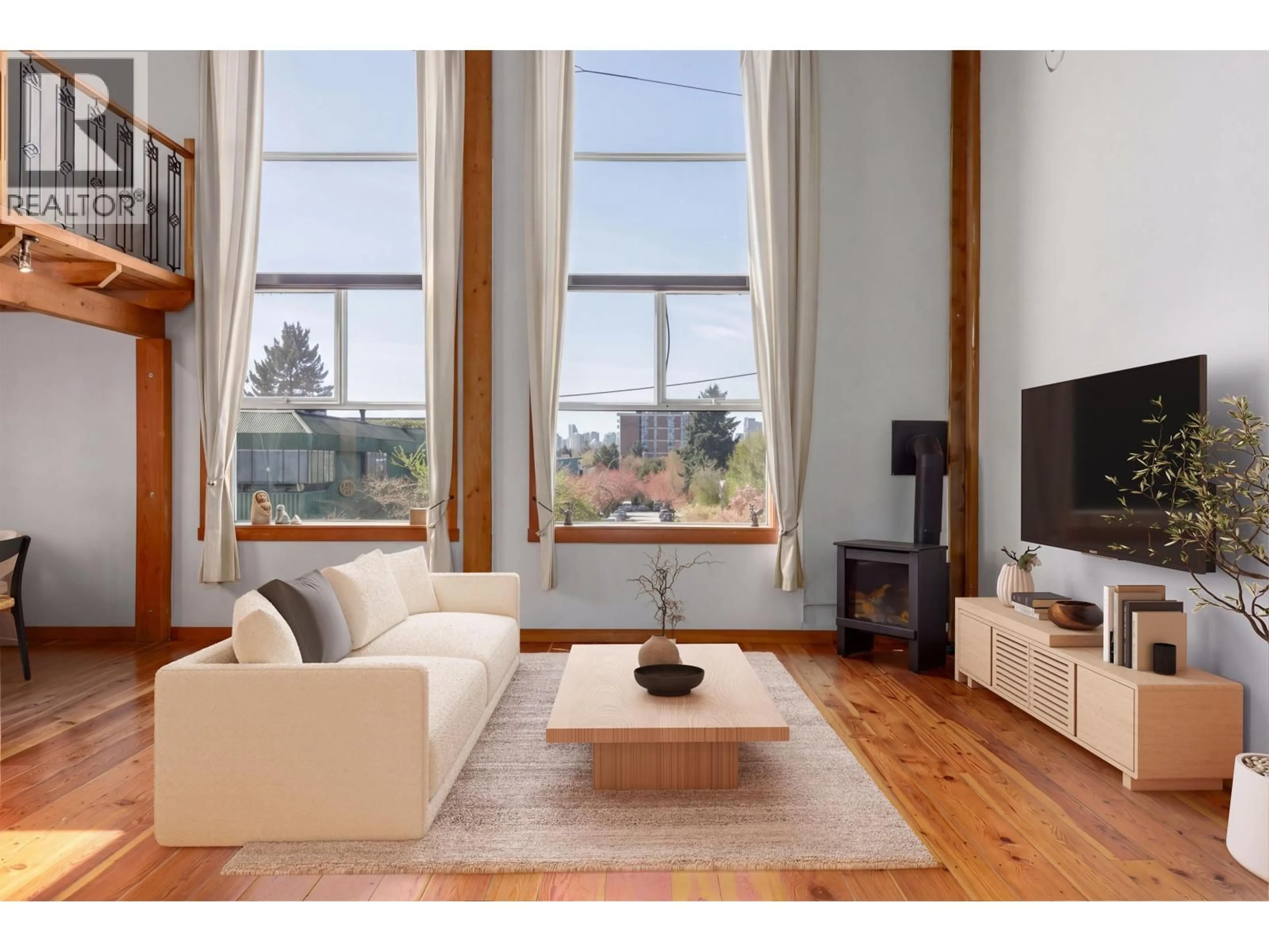 Living room with furniture, wood/laminate floor for 211 - 1220 PENDER STREET, Vancouver British Columbia V6A1W8