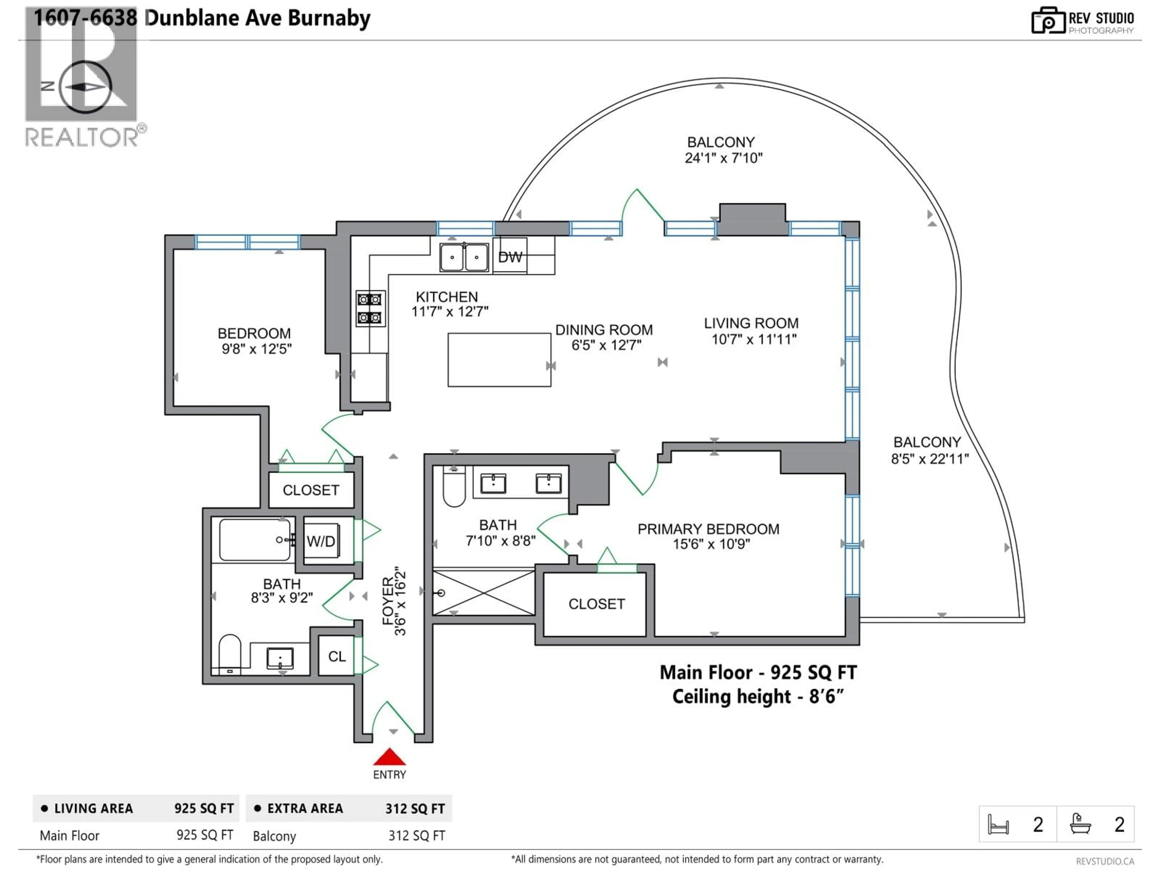 Floor plan for 1607 - 6638 DUNBLANE AVENUE, Burnaby British Columbia V5H0G8