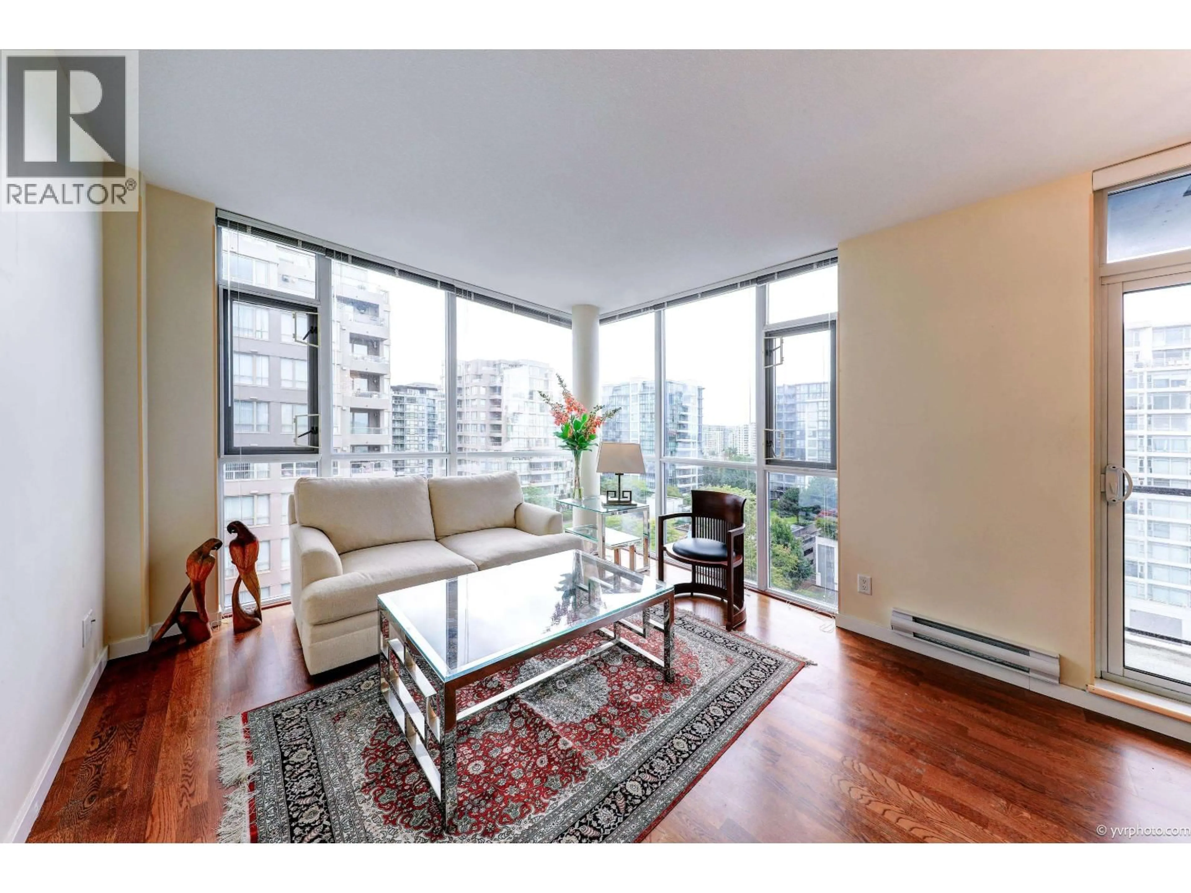 Living room with furniture, wood/laminate floor for 1005 - 6133 BUSWELL STREET, Richmond British Columbia V6Y0B2