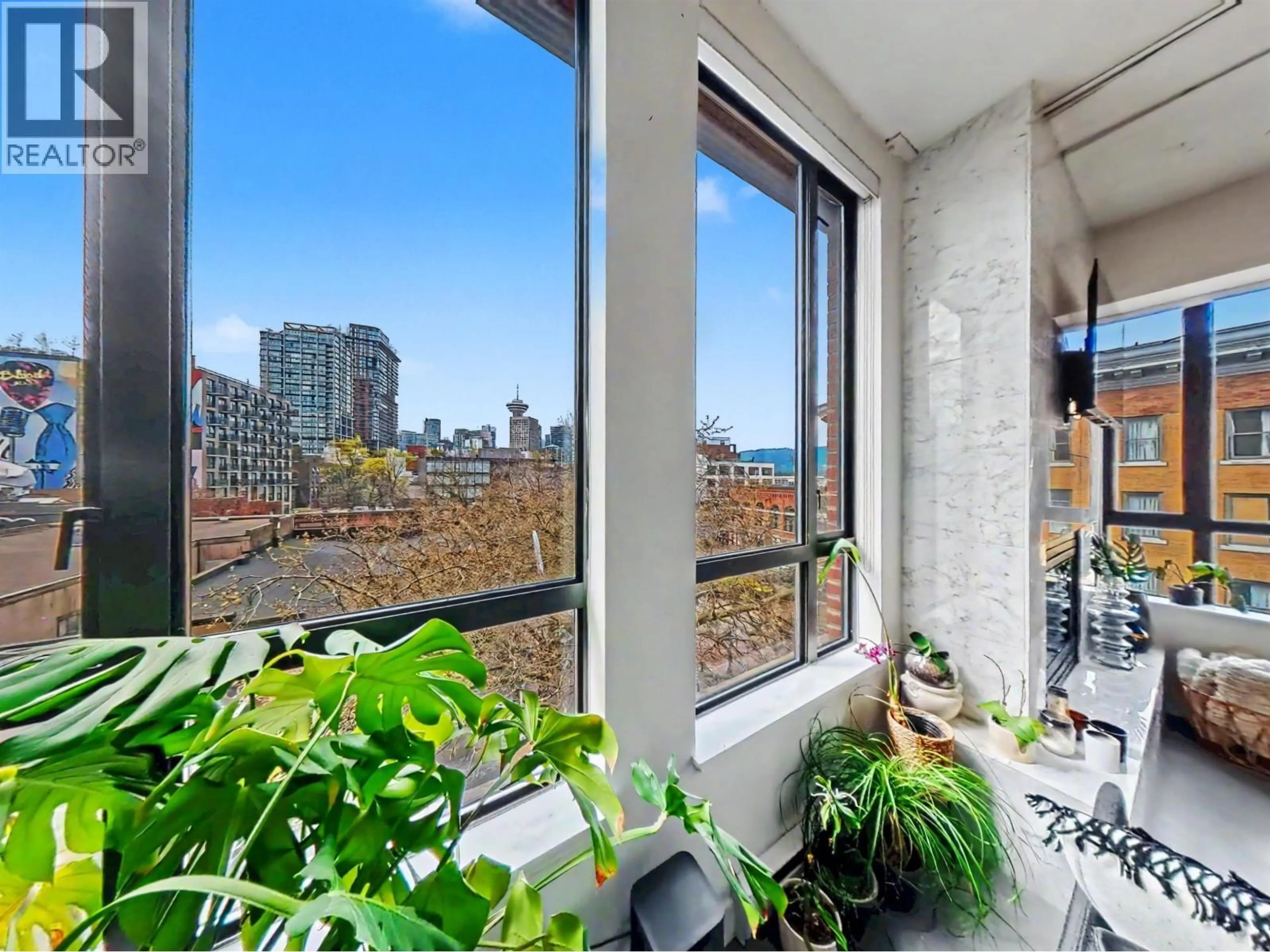 Balcony in the apartment, city buildings view from balcony for 501 - 28 POWELL STREET, Vancouver British Columbia V6A1E7