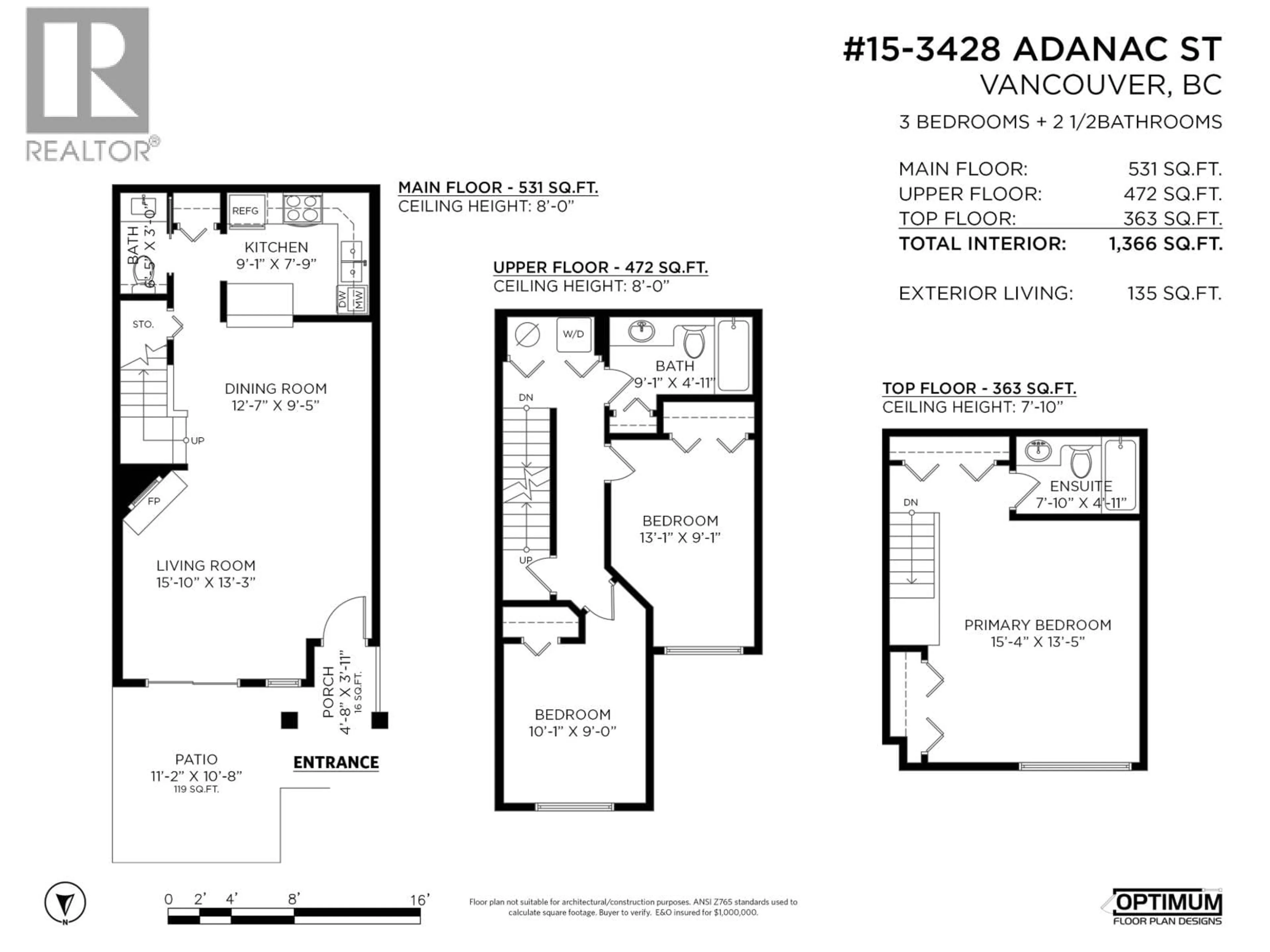 Floor plan for 15 - 3428 ADANAC STREET, Vancouver British Columbia V5K5H5