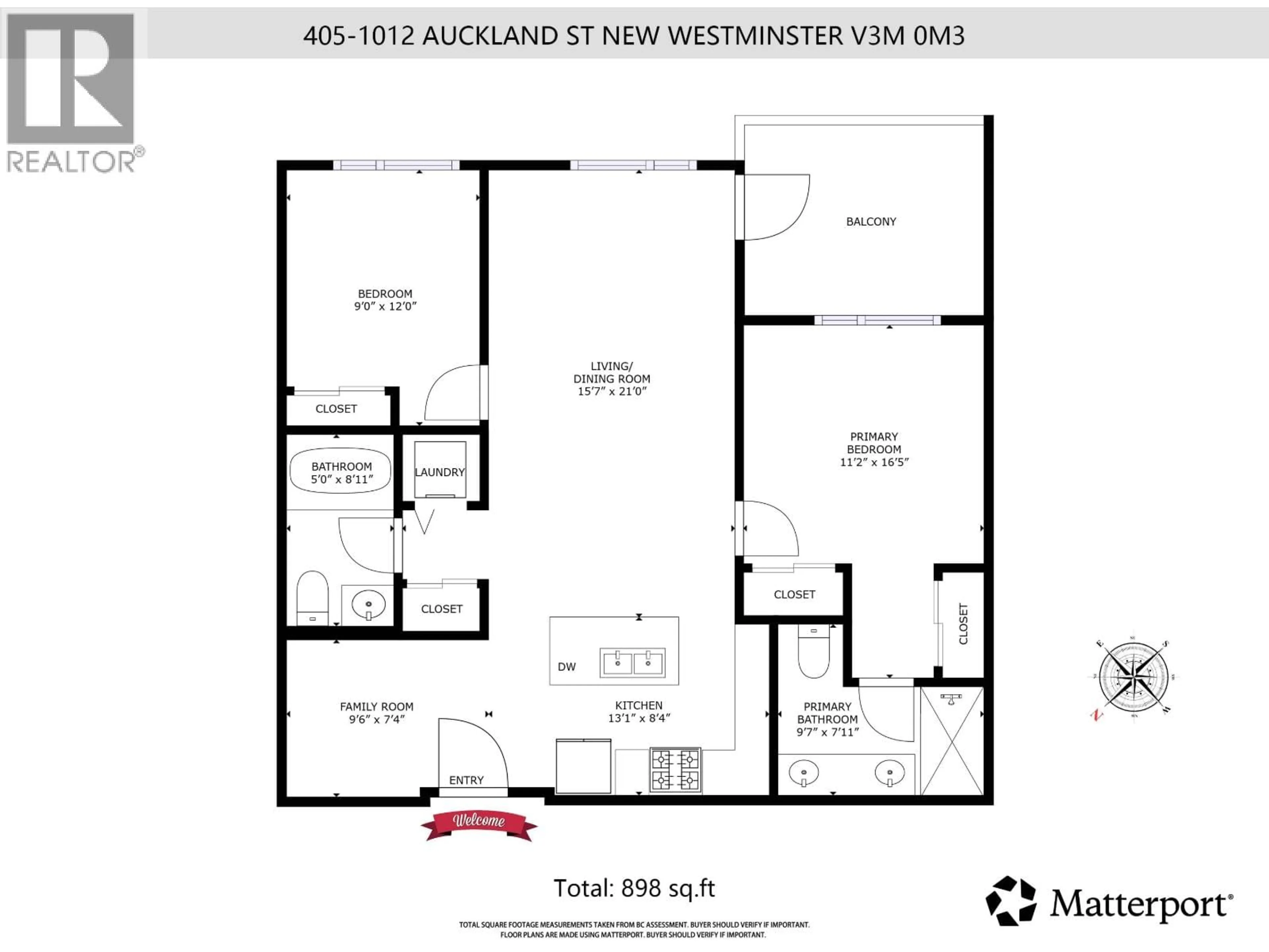 Floor plan for 405 - 1012 AUCKLAND STREET, New Westminster British Columbia V3M0M3
