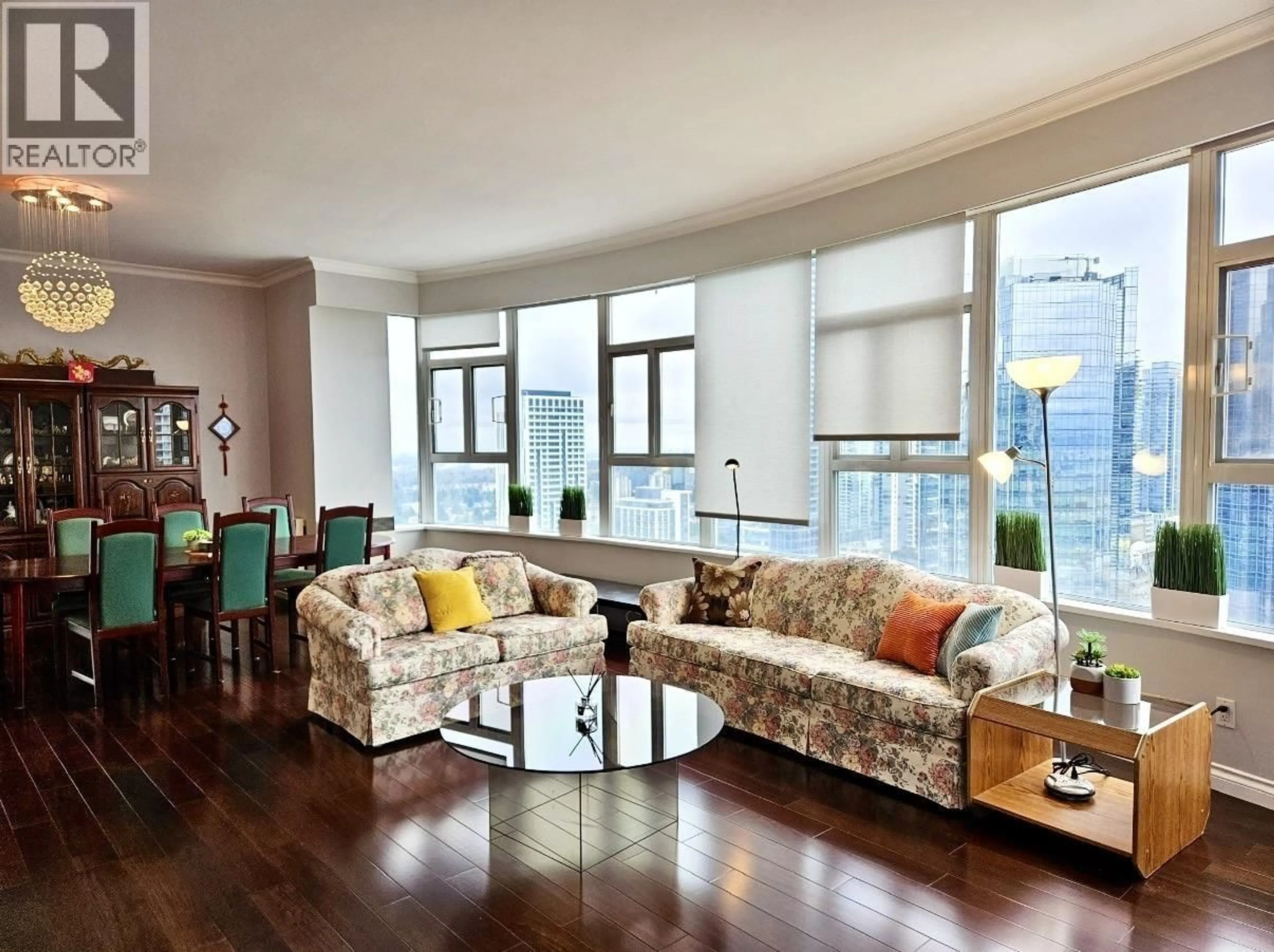 Living room with furniture, wood/laminate floor for 2500 - 6521 BONSOR AVENUE, Burnaby British Columbia V5H4N3