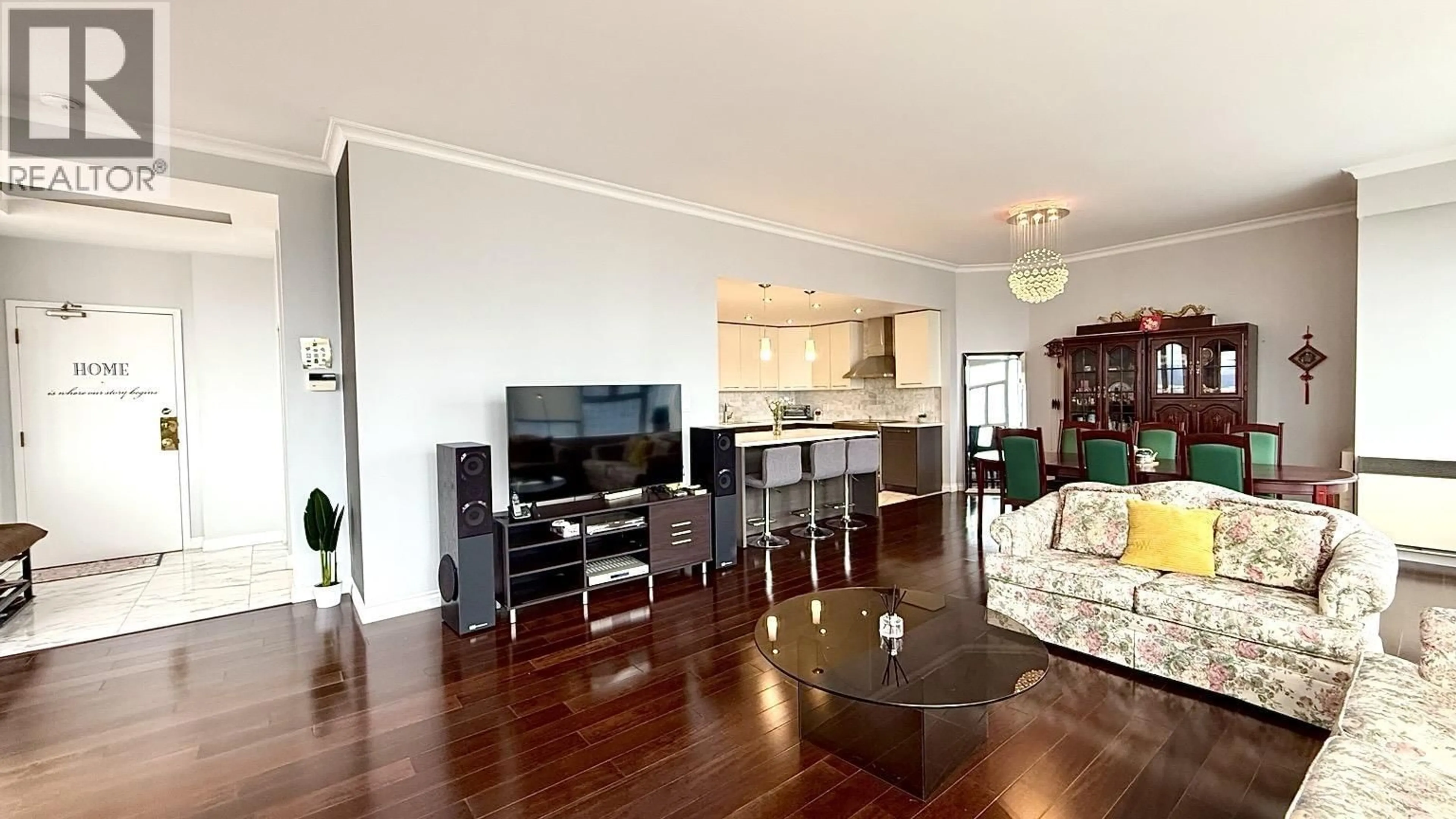Living room with furniture, wood/laminate floor for 2500 - 6521 BONSOR AVENUE, Burnaby British Columbia V5H4N3