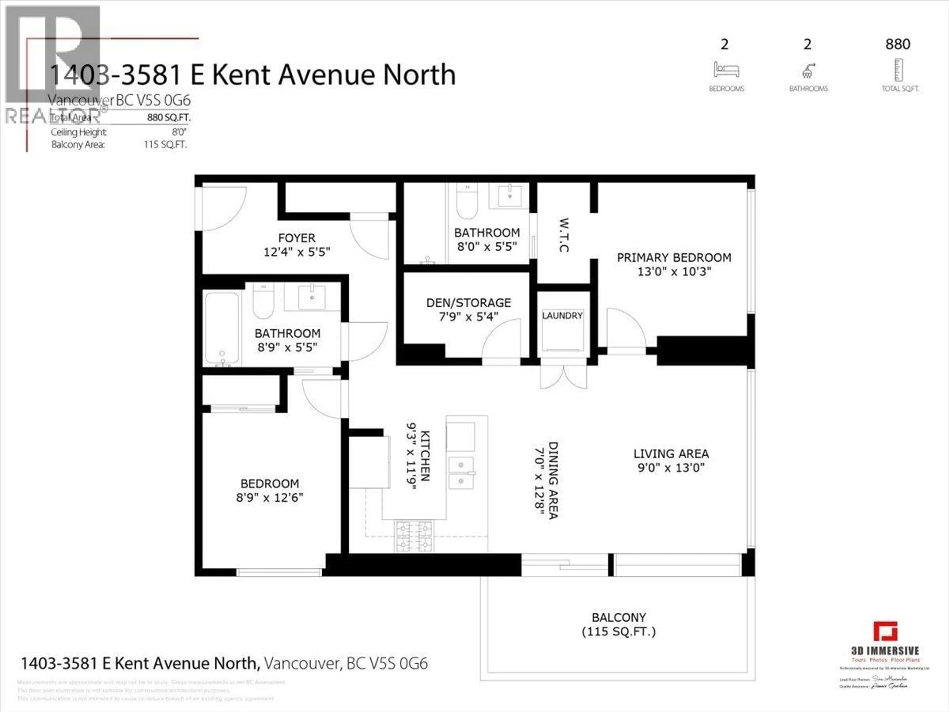 Floor plan for 1403 - 3581 KENT AVENUE NORTH AVENUE, Vancouver British Columbia V5S0H6