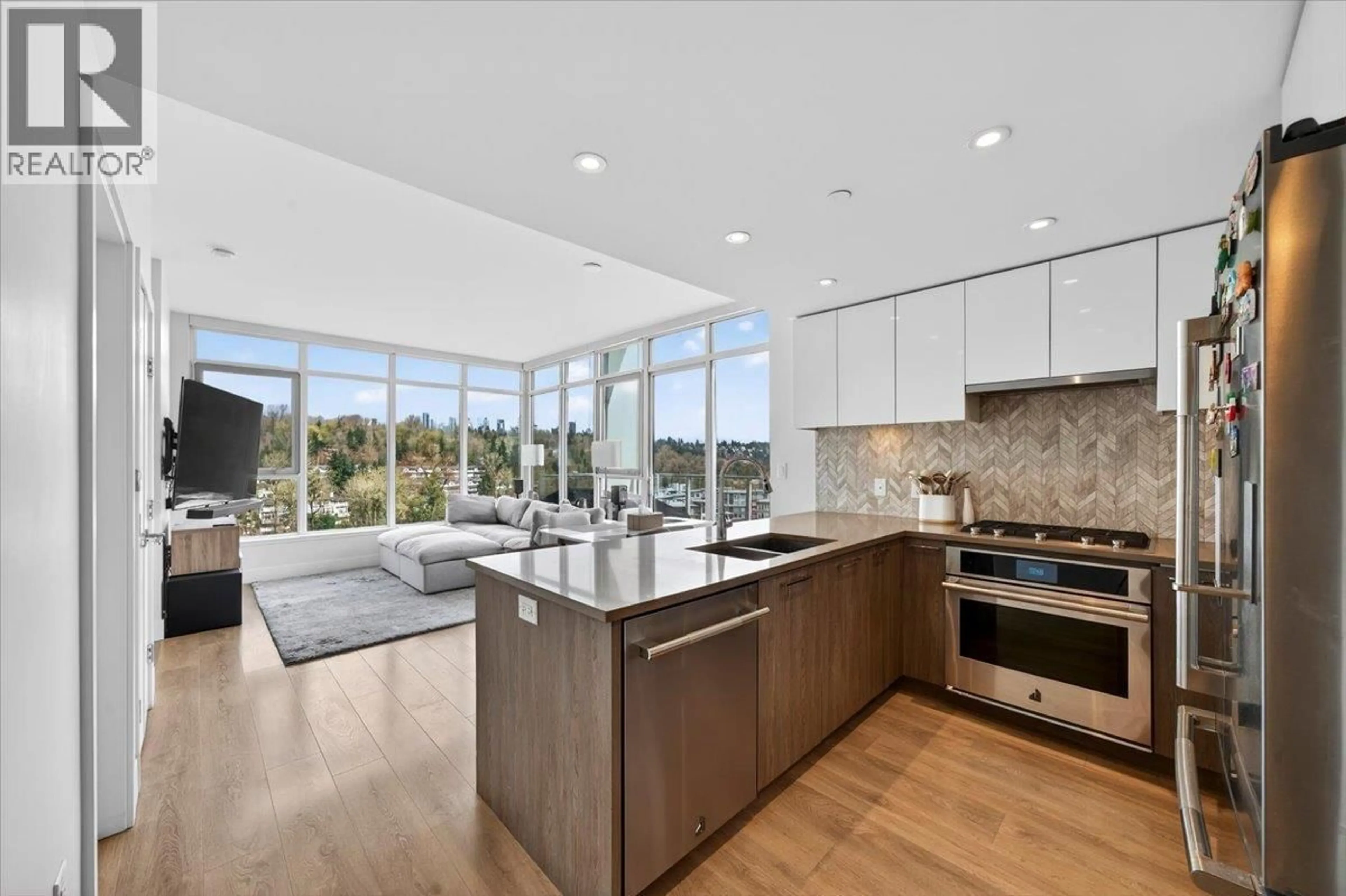 Open concept kitchen, ceramic/tile floor for 1403 - 3581 KENT AVENUE NORTH AVENUE, Vancouver British Columbia V5S0H6