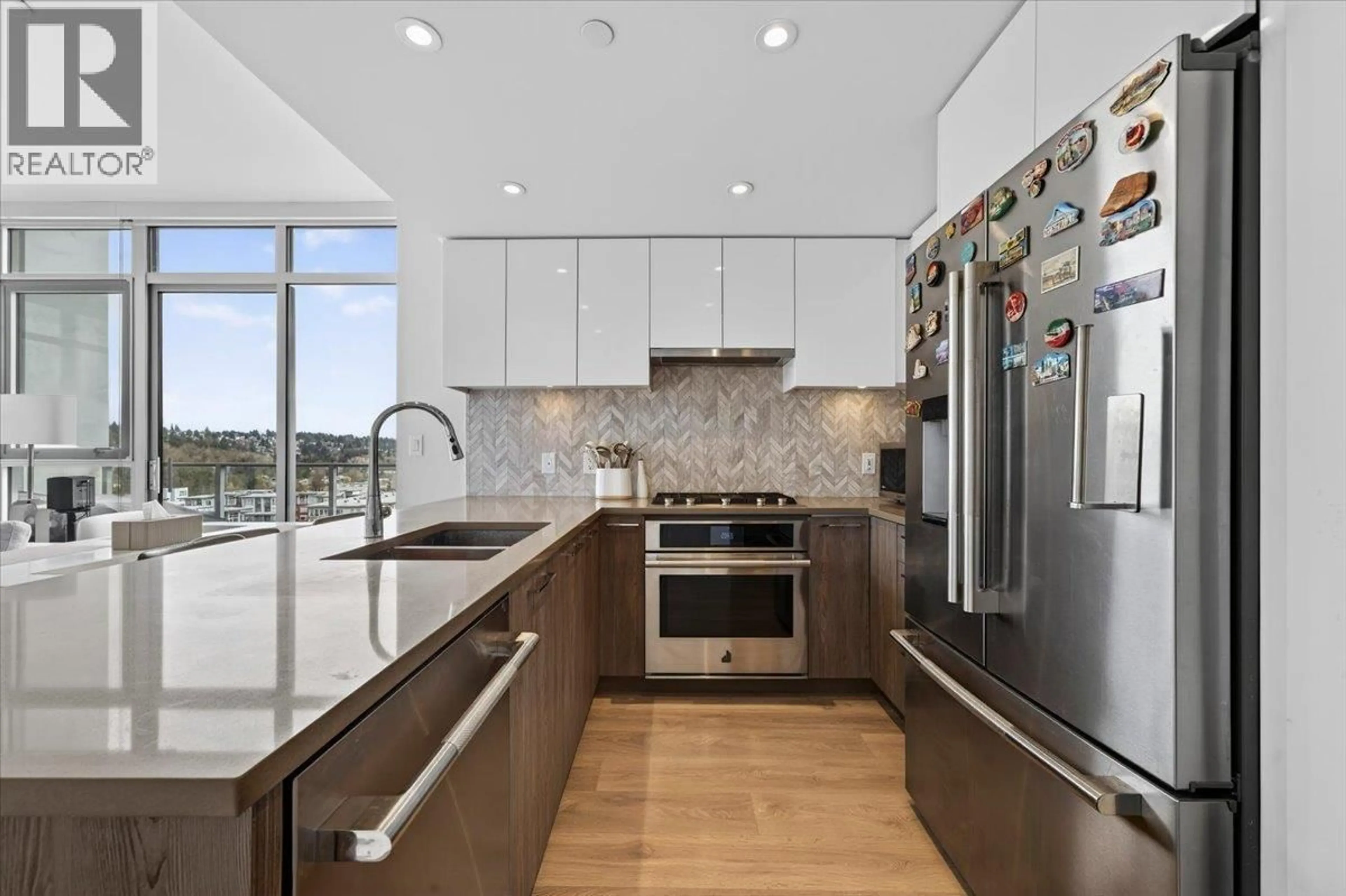 Contemporary kitchen, ceramic/tile floor for 1403 - 3581 KENT AVENUE NORTH AVENUE, Vancouver British Columbia V5S0H6