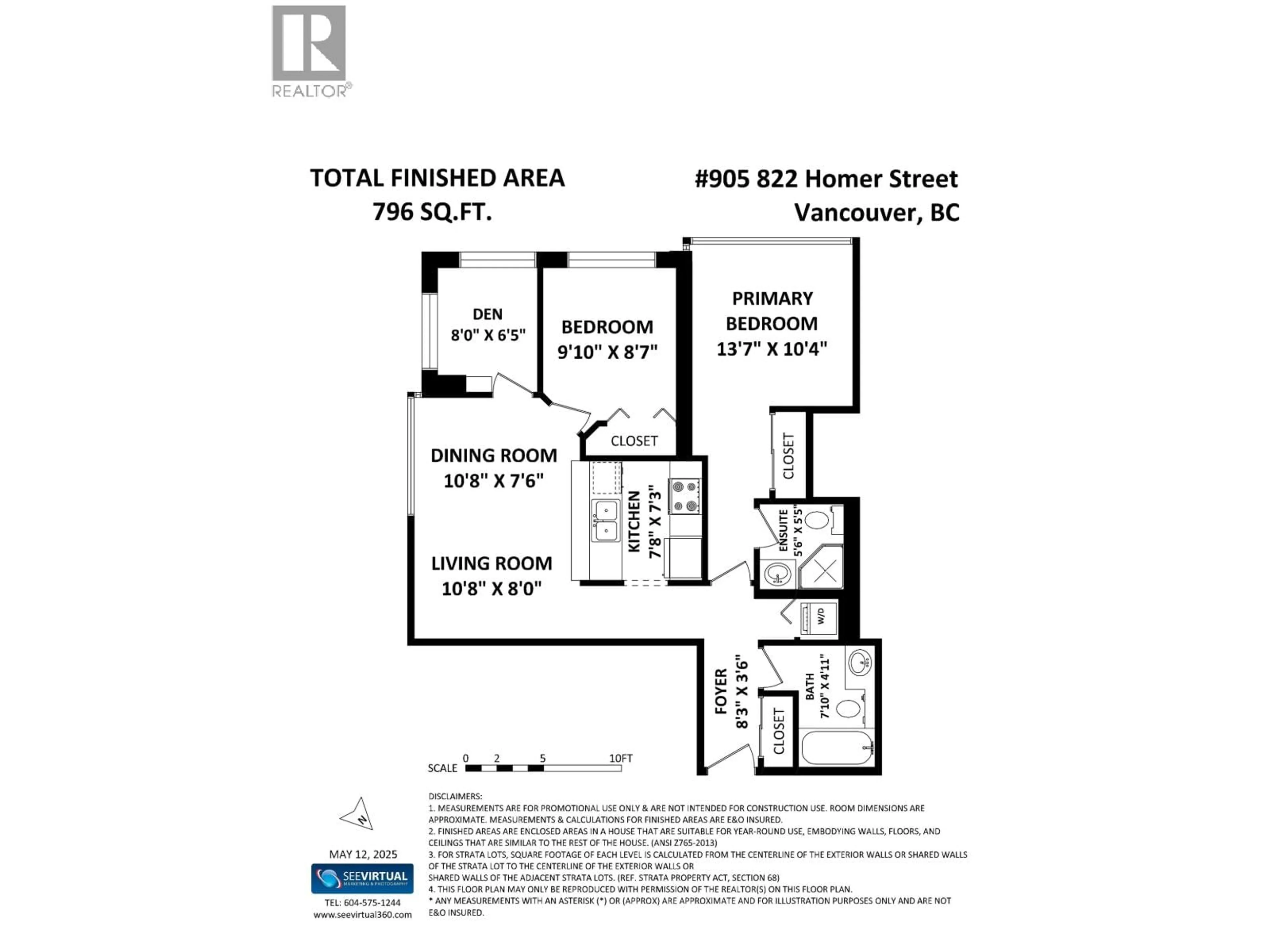 Floor plan for 905 - 822 HOMER STREET, Vancouver British Columbia V6B6M3