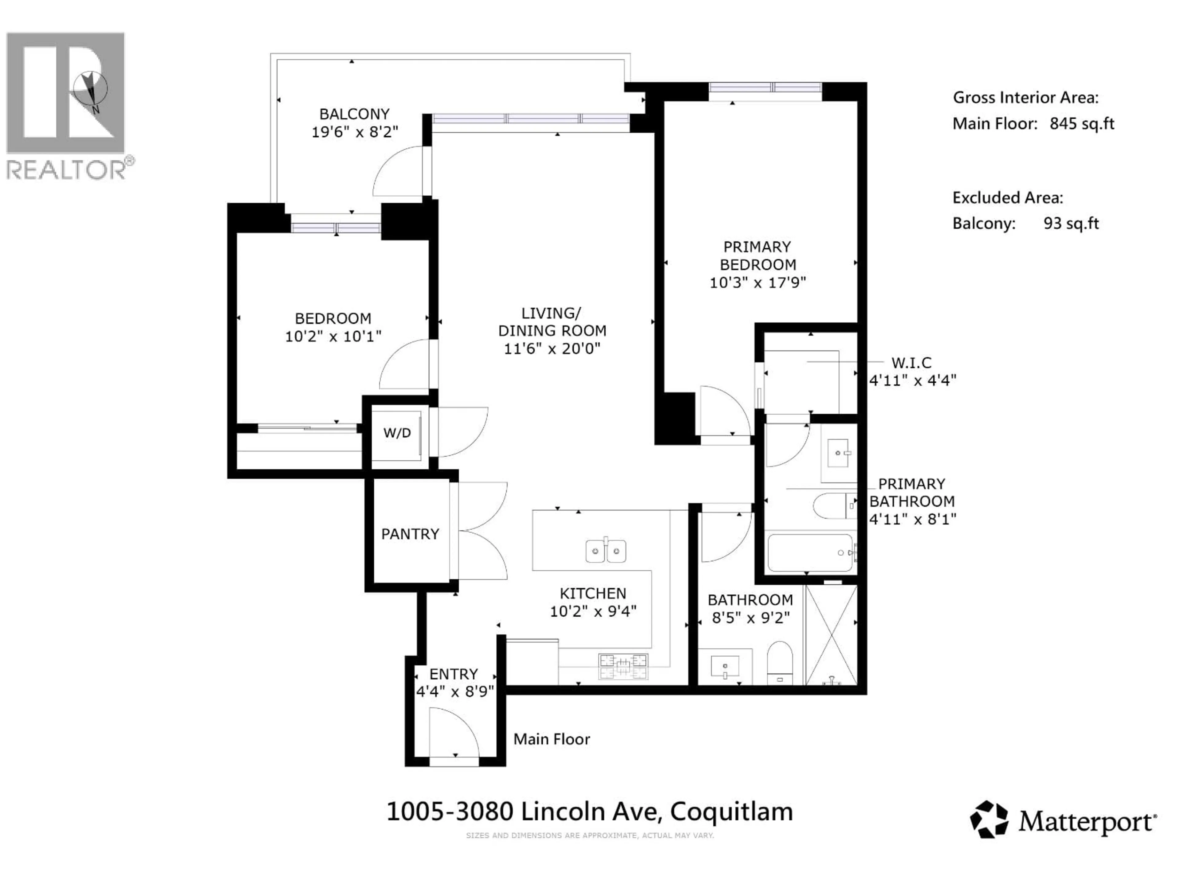 Floor plan for 1005 - 3080 LINCOLN AVENUE, Coquitlam British Columbia V3B0L9