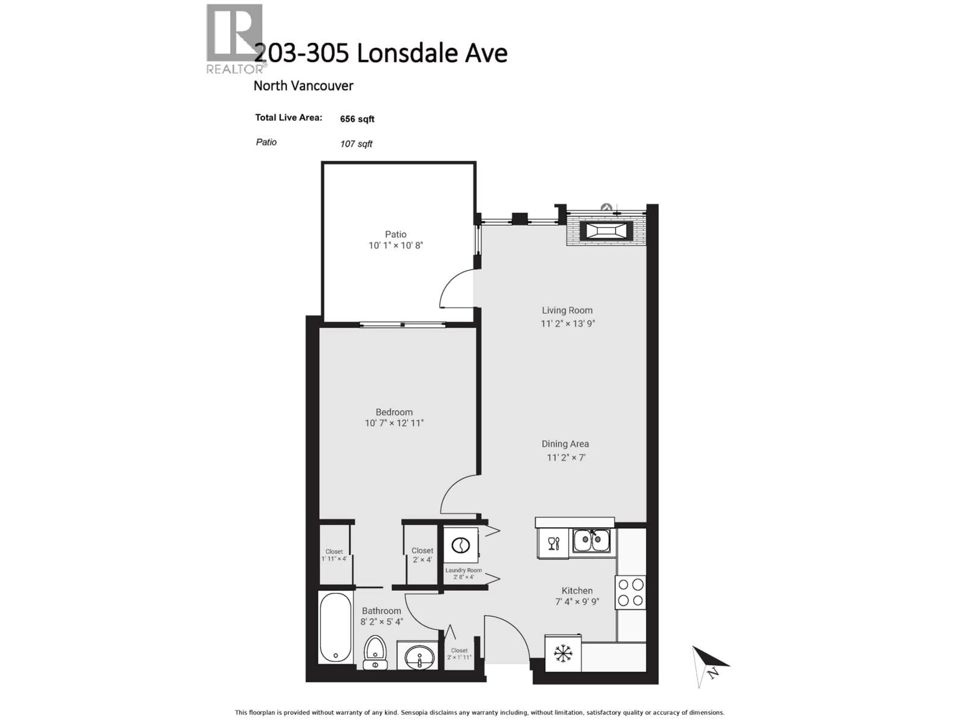 Floor plan for 203 - 305 LONSDALE AVENUE, North Vancouver British Columbia V7M2G3