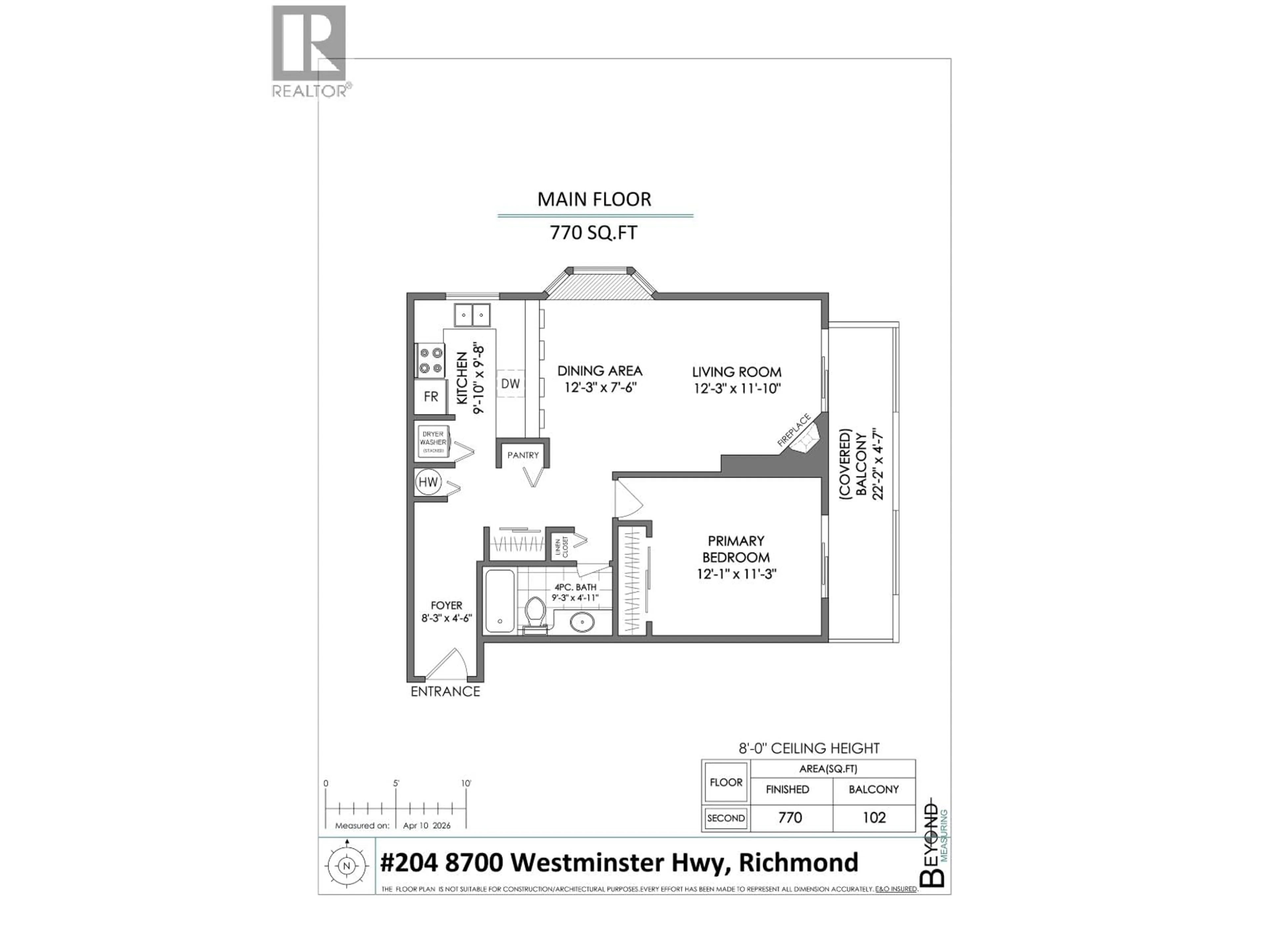 Floor plan for 204 - 8700 WESTMINSTER HIGHWAY, Richmond British Columbia V6X1A8